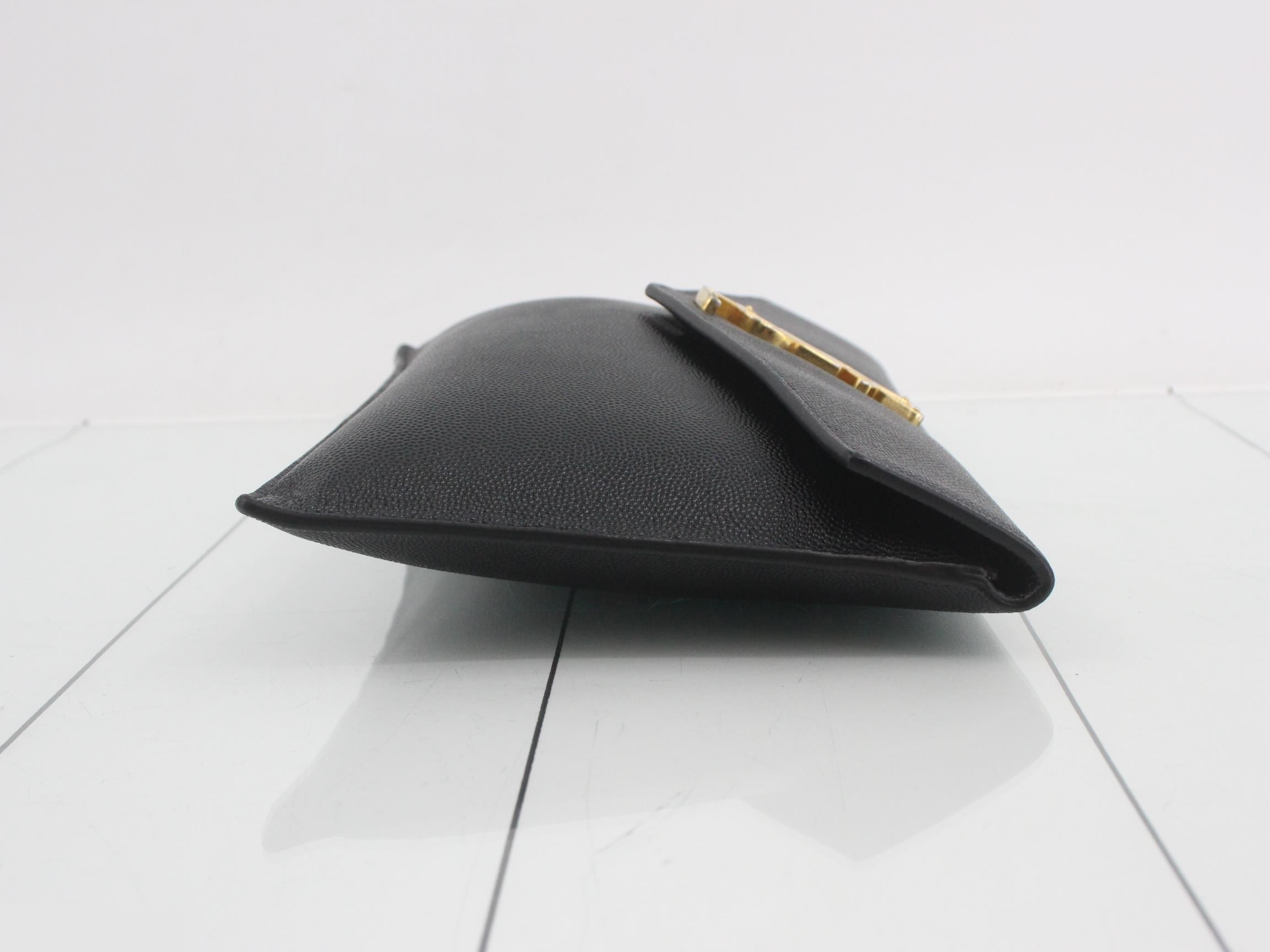 Leather Clutch Bag with Brand Logo, Black — view 3