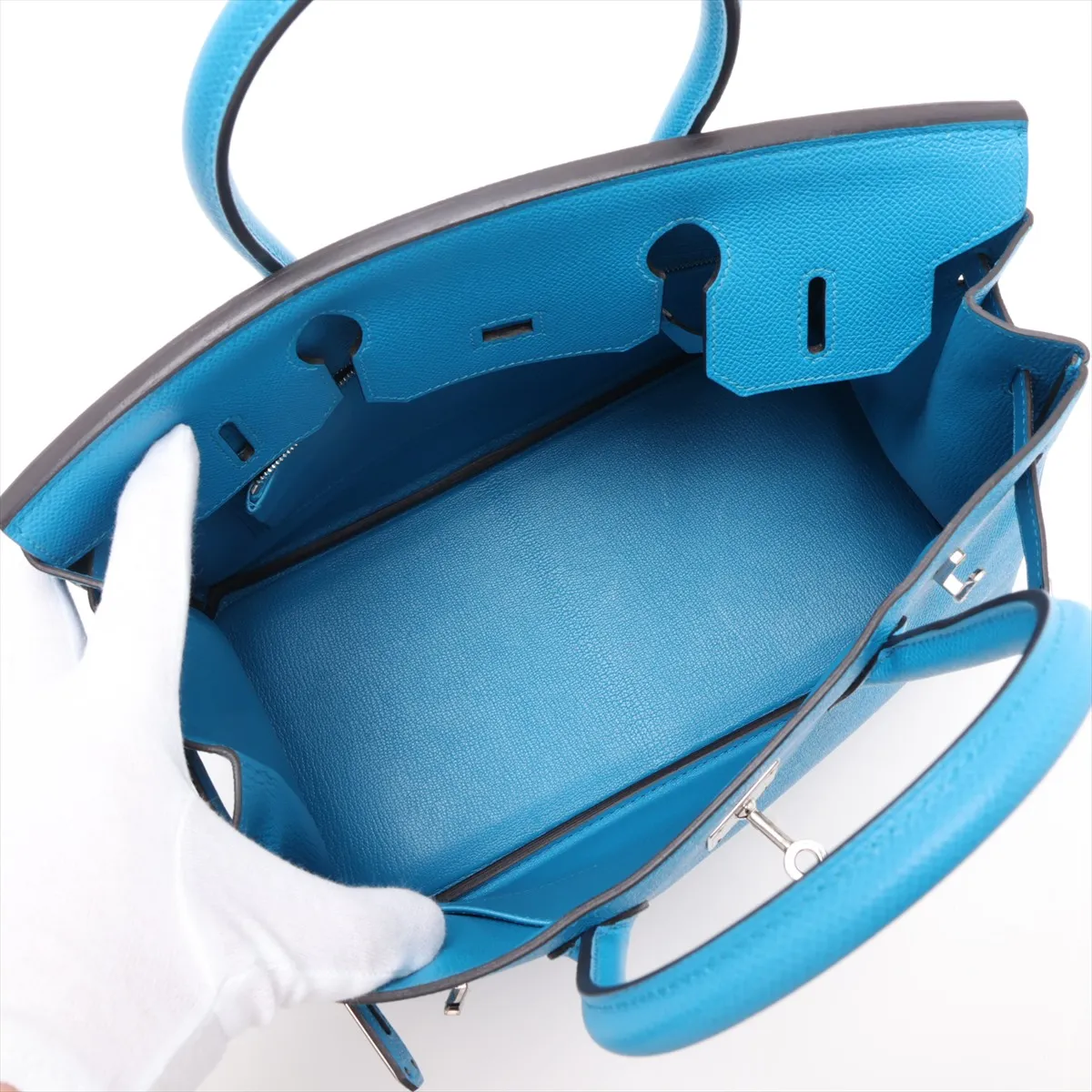 [Individually packaged] Hermes Birkin 30 Letournée Veau Epsom Blue Zanzibar Silver Hardware A: 2017 — view 7
