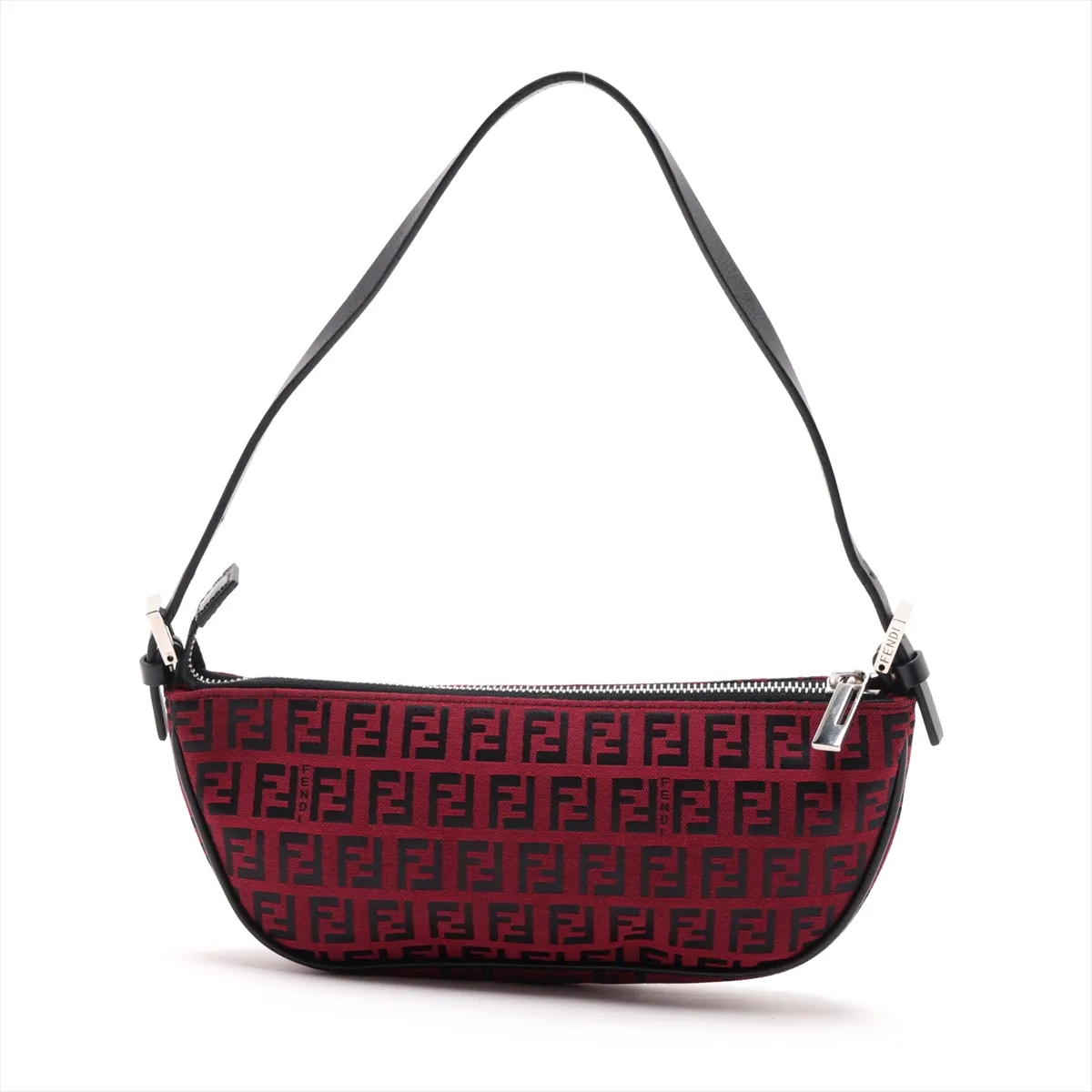 Zucchino Canvas x Leather Shoulder Bag, Red x Black, 8BR133 — view 2