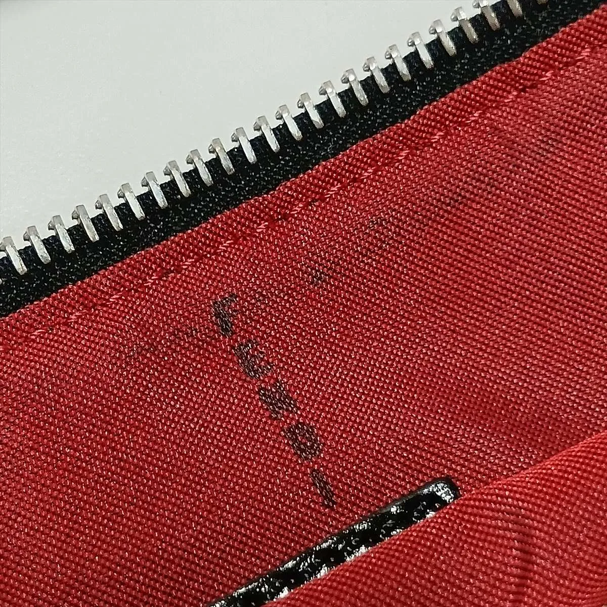 Zucchino Canvas x Leather Shoulder Bag, Red x Black, 8BR133 — view 12