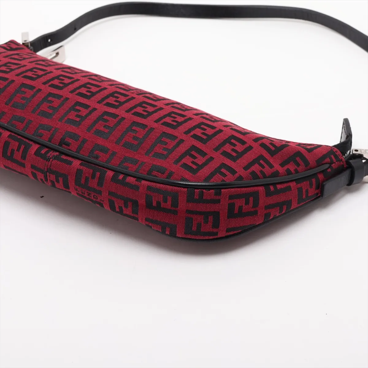 Zucchino Canvas x Leather Shoulder Bag, Red x Black, 8BR133 — view 3