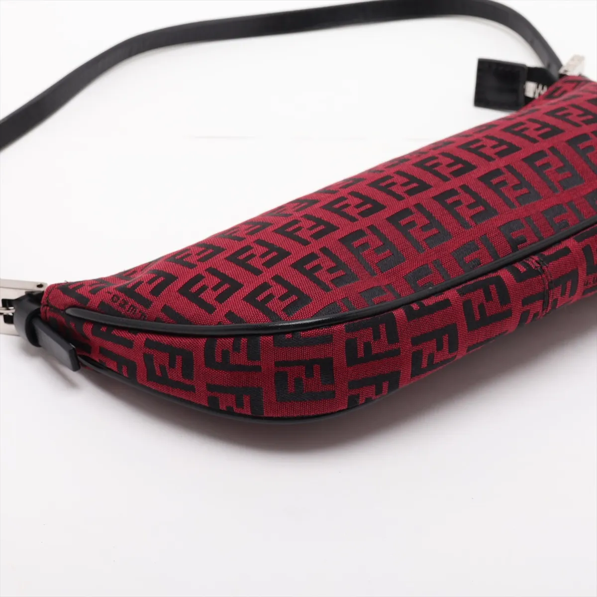 Zucchino Canvas x Leather Shoulder Bag, Red x Black, 8BR133 — view 4