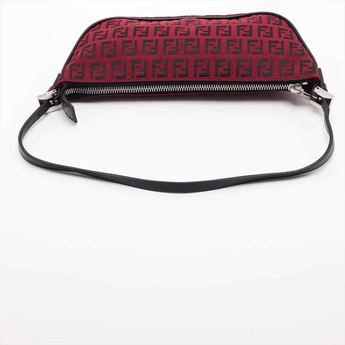 Zucchino Canvas x Leather Shoulder Bag, Red x Black, 8BR133 — view 5
