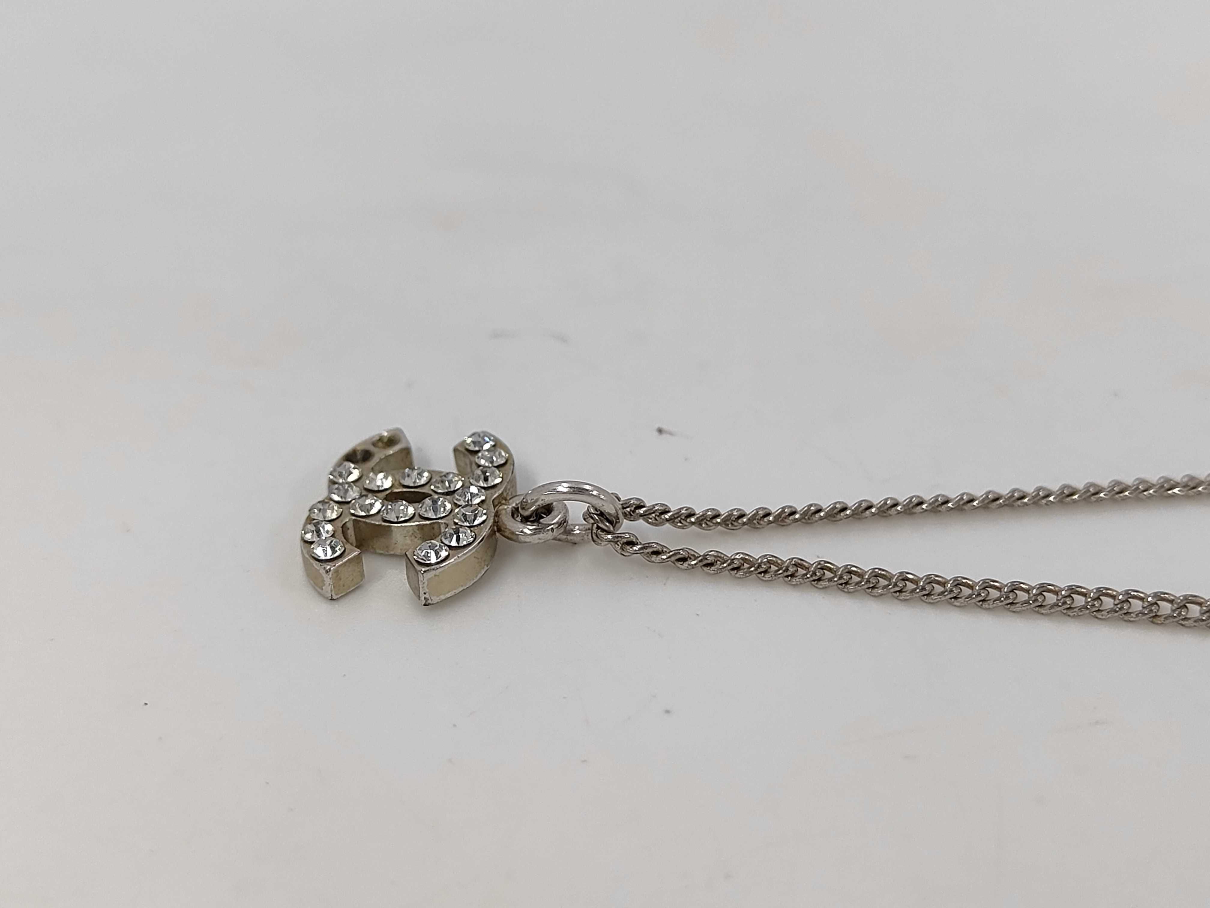 Silver Necklace with Coco Mark and Colored Stone — view 3