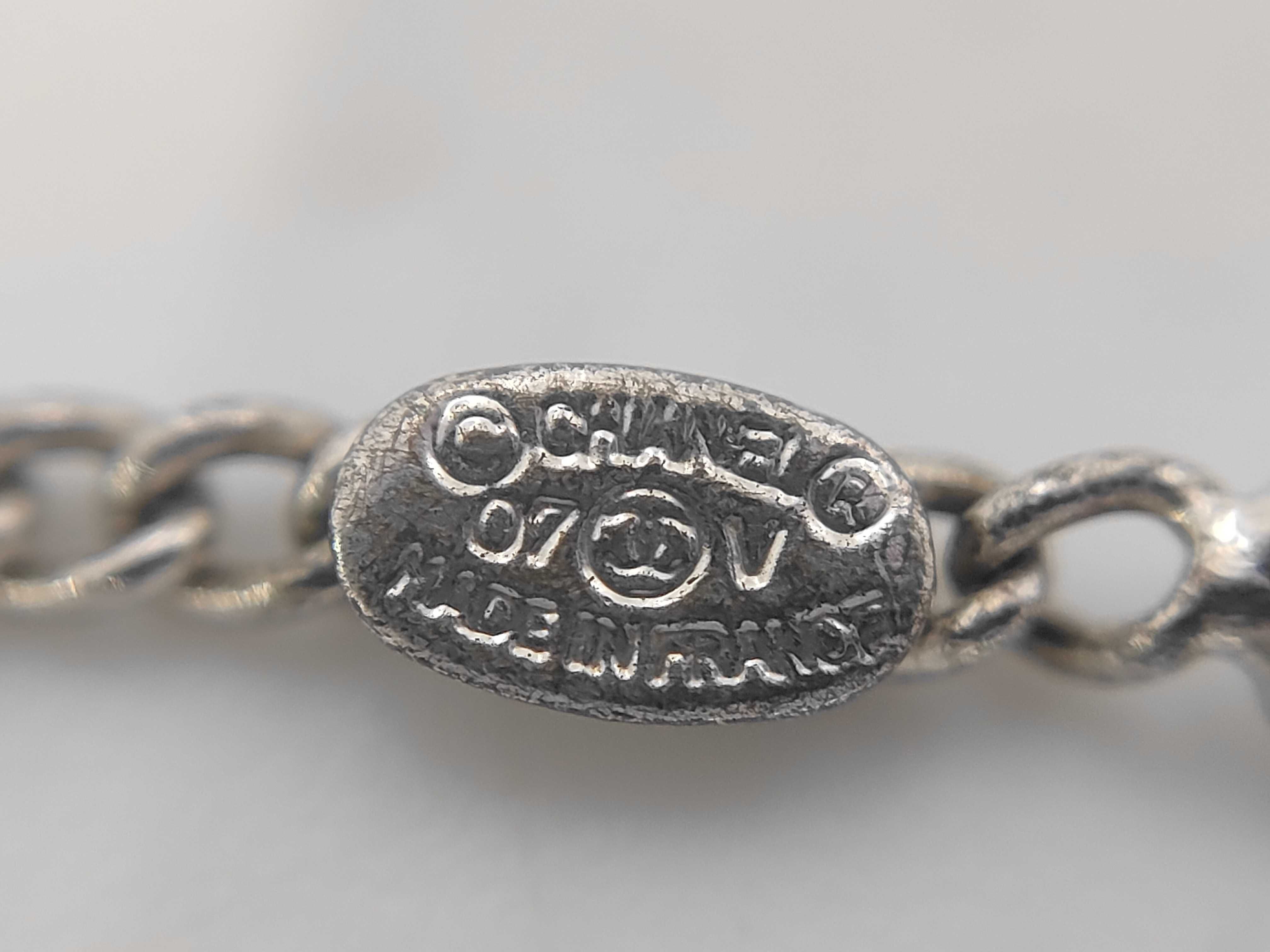 Silver Necklace with Coco Mark and Colored Stone — view 4