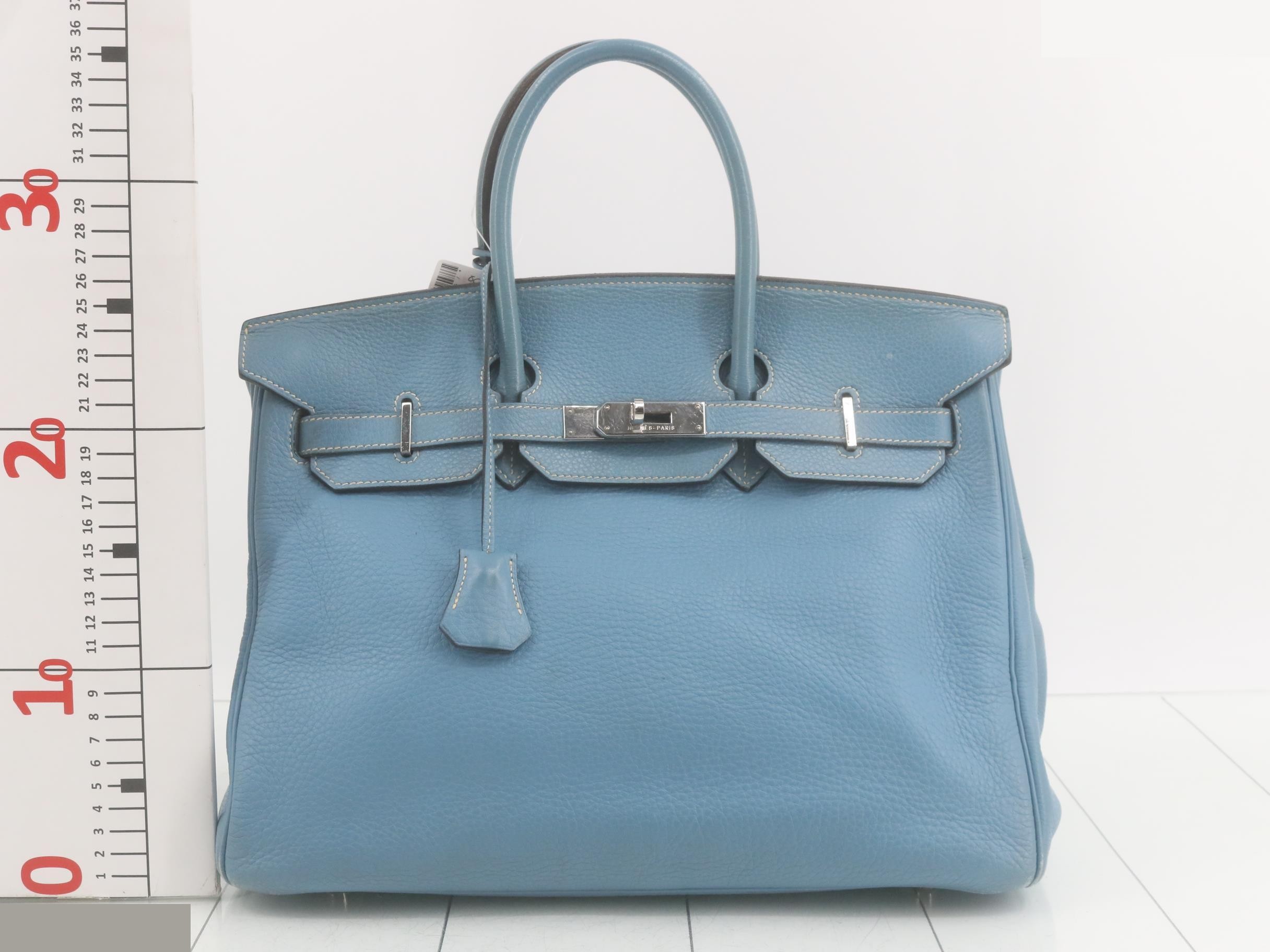 Birkin 35, Taurillon leather, Blue Jean, Silver hardware, D — view 2