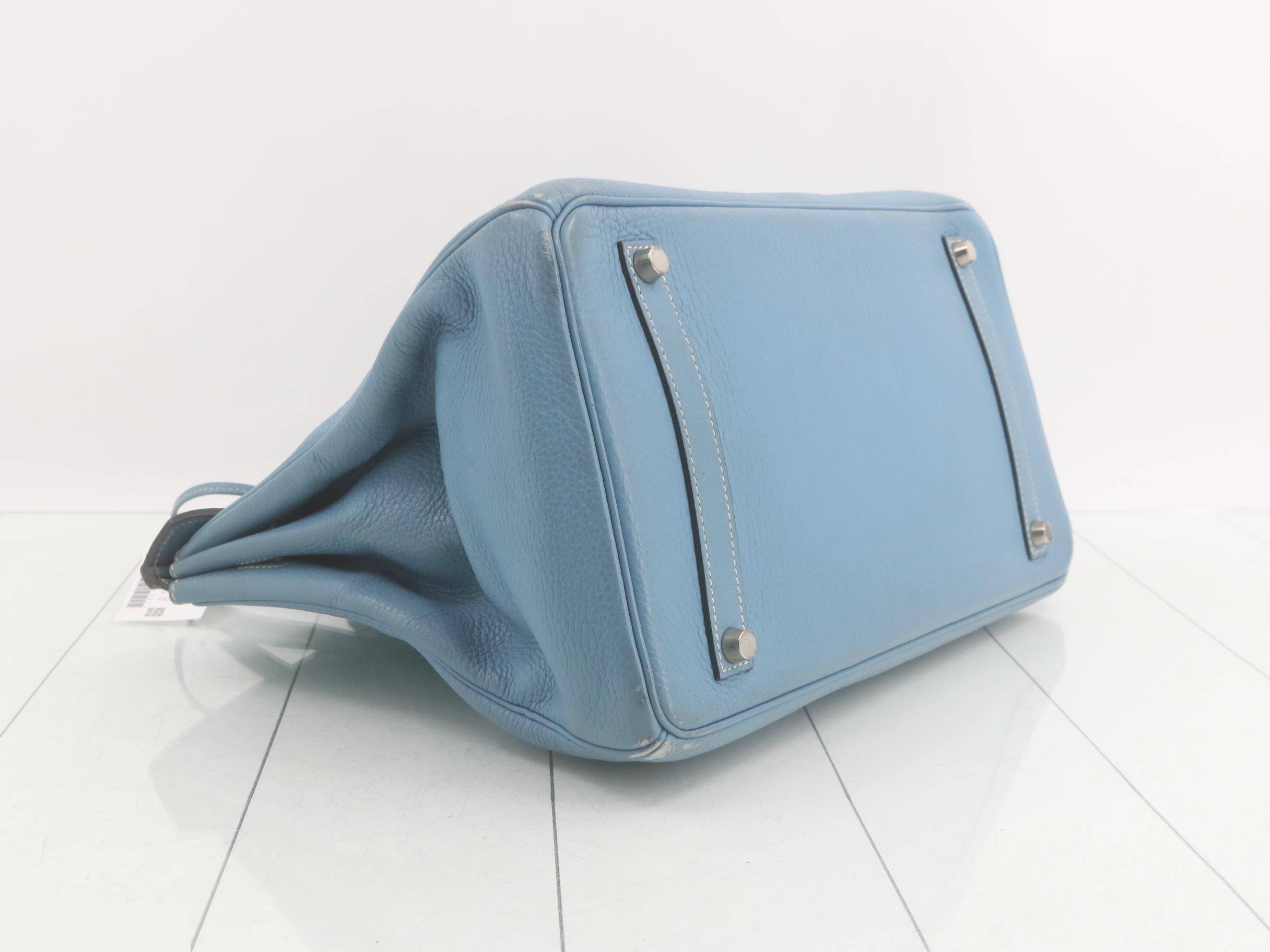Birkin 35, Taurillon leather, Blue Jean, Silver hardware, D — view 6