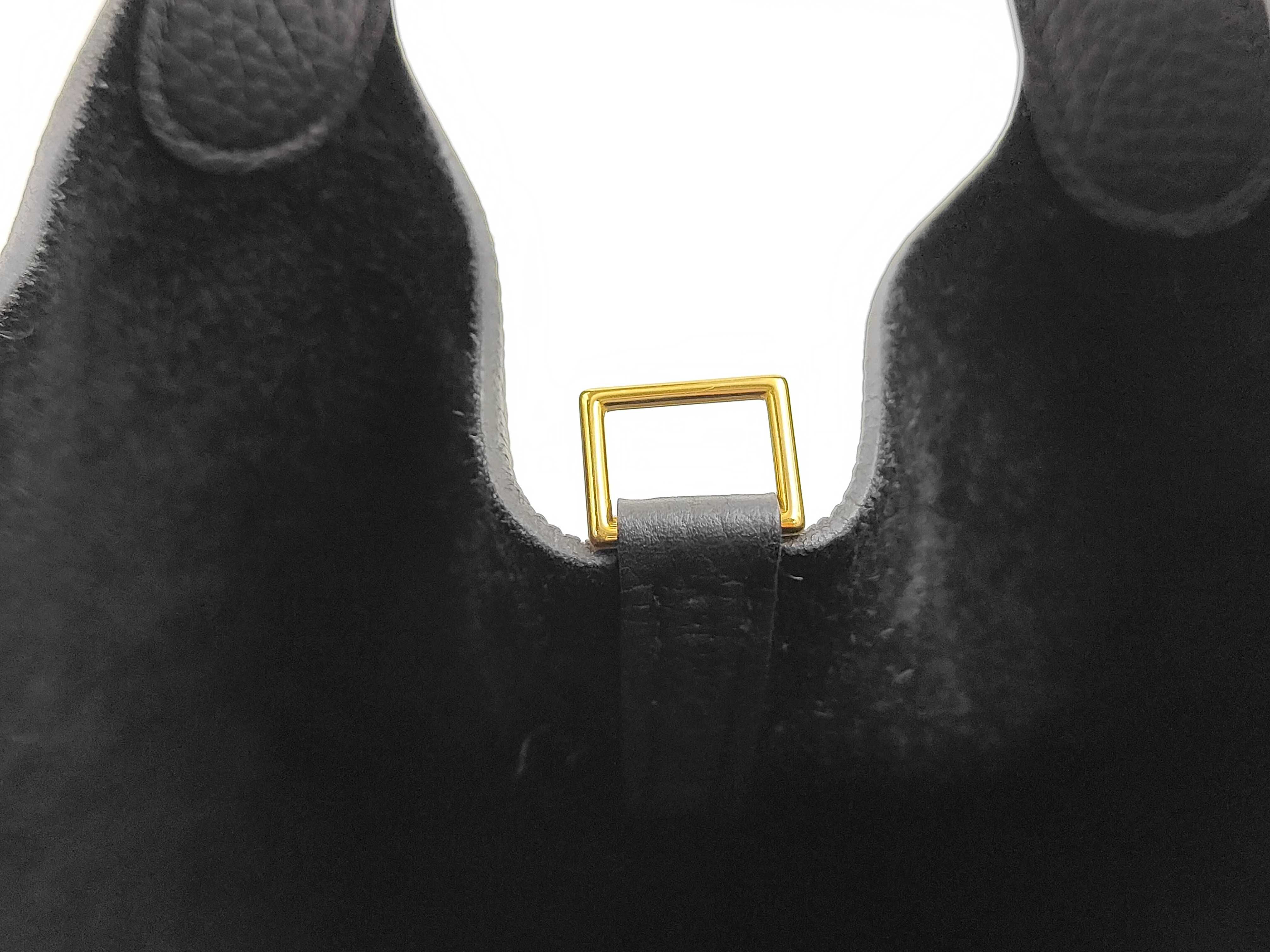 Picotin Lock MM Black Gold Hardware A Stamp Handbag — view 8