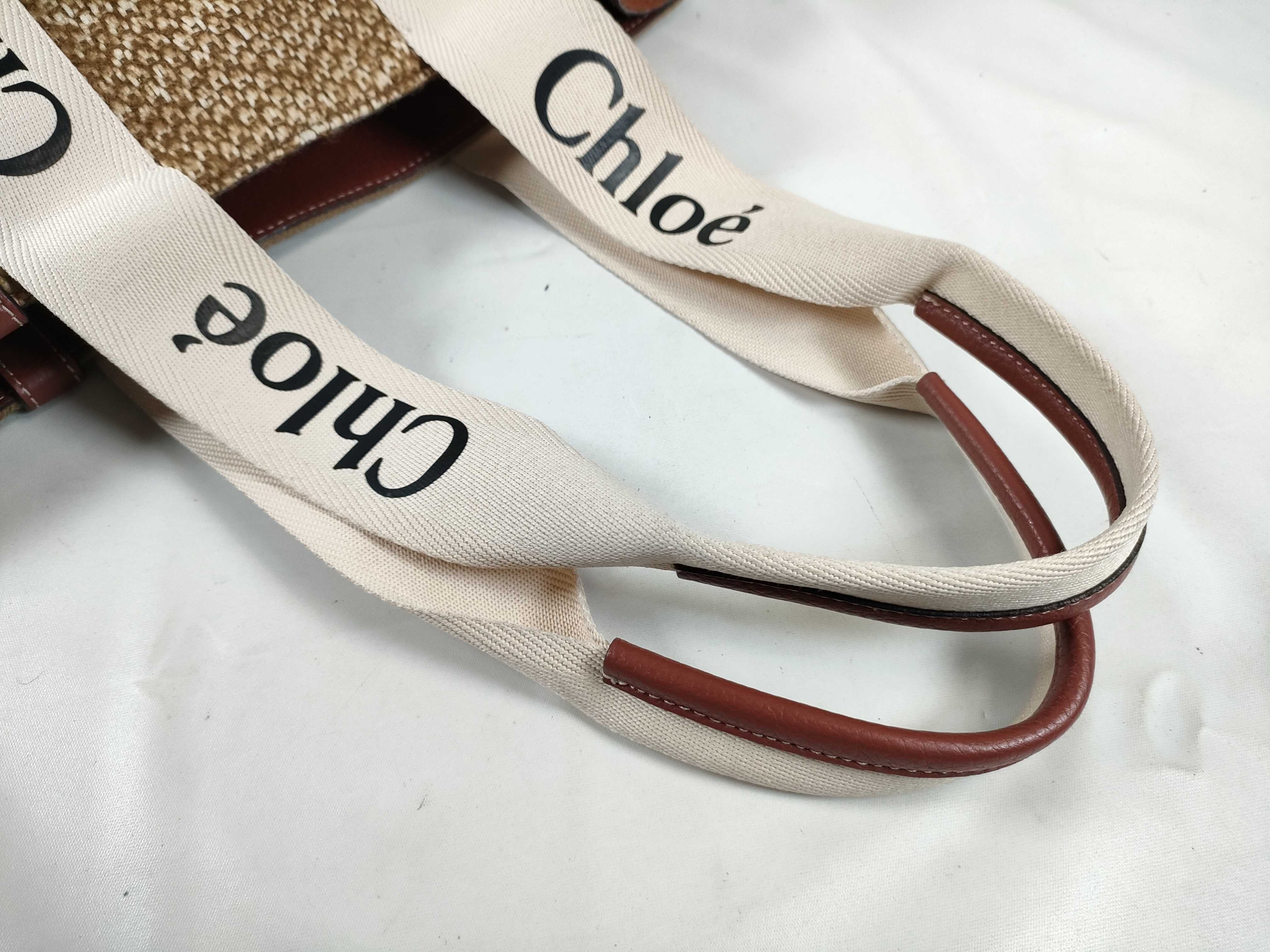 Woody Medium Wool x Canvas Tote Bag, Brown Tote Bag — view 3
