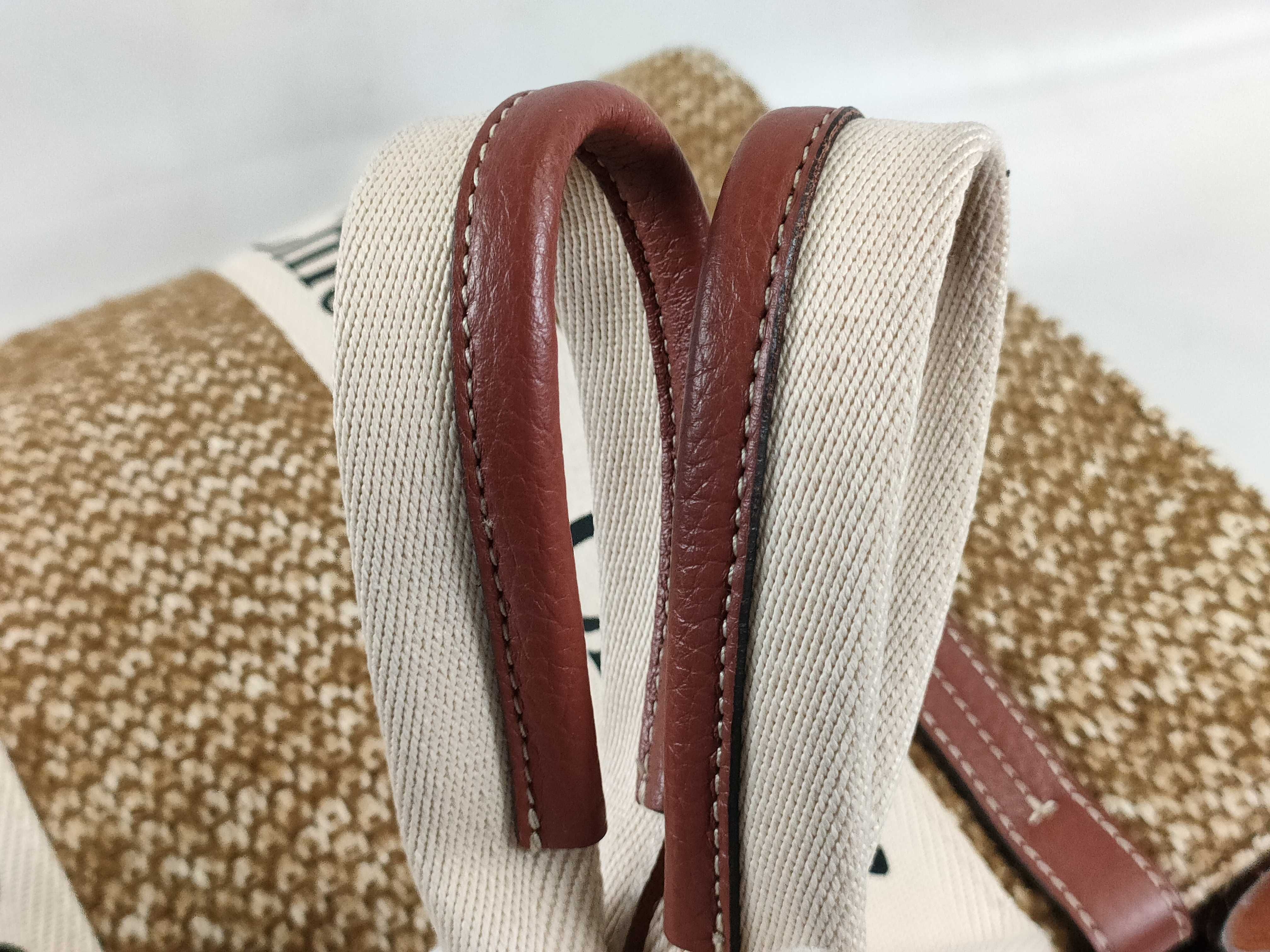 Woody Medium Wool x Canvas Tote Bag, Brown Tote Bag — view 4