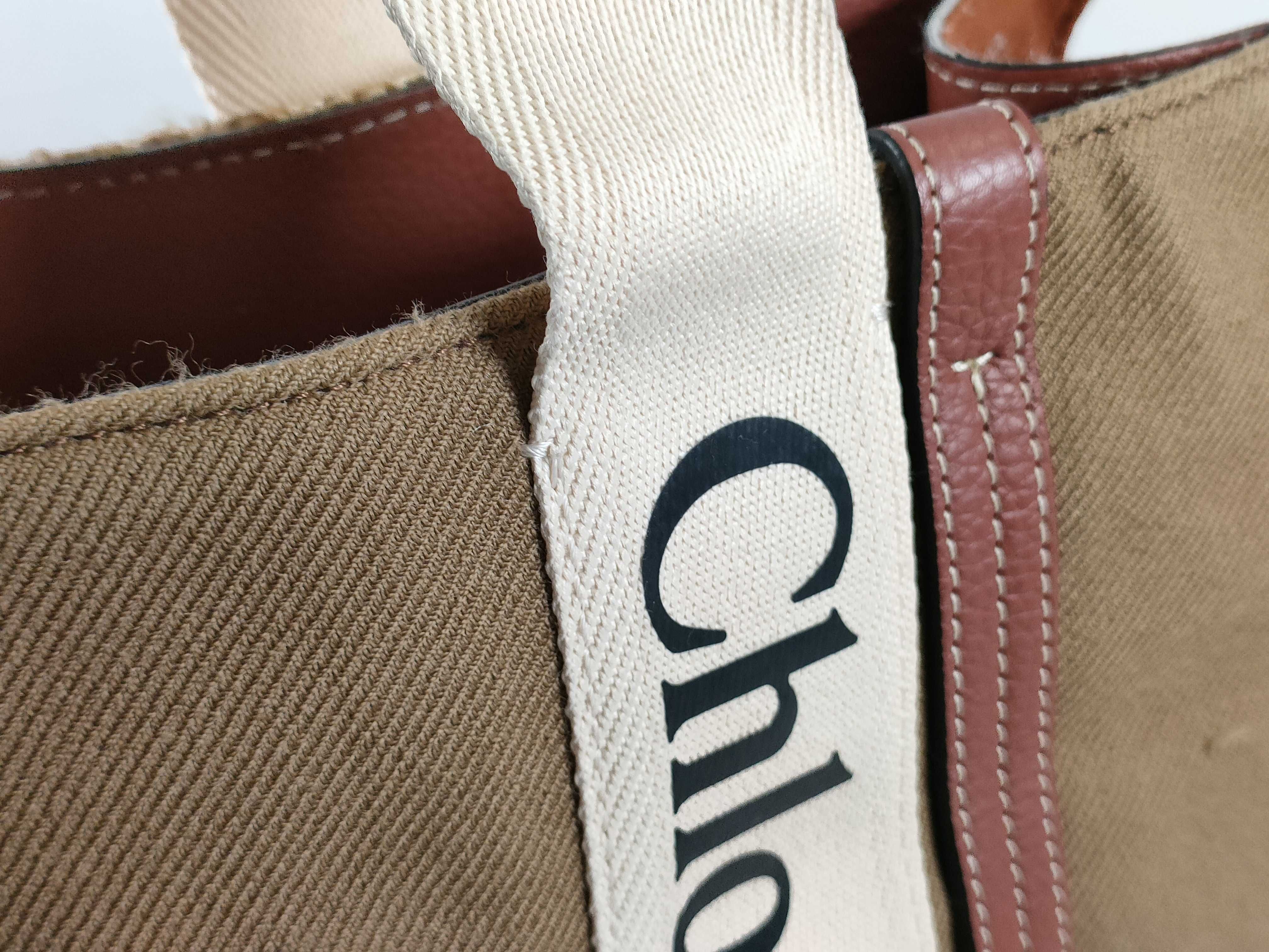 Woody Medium Wool x Canvas Tote Bag, Brown Tote Bag — view 5