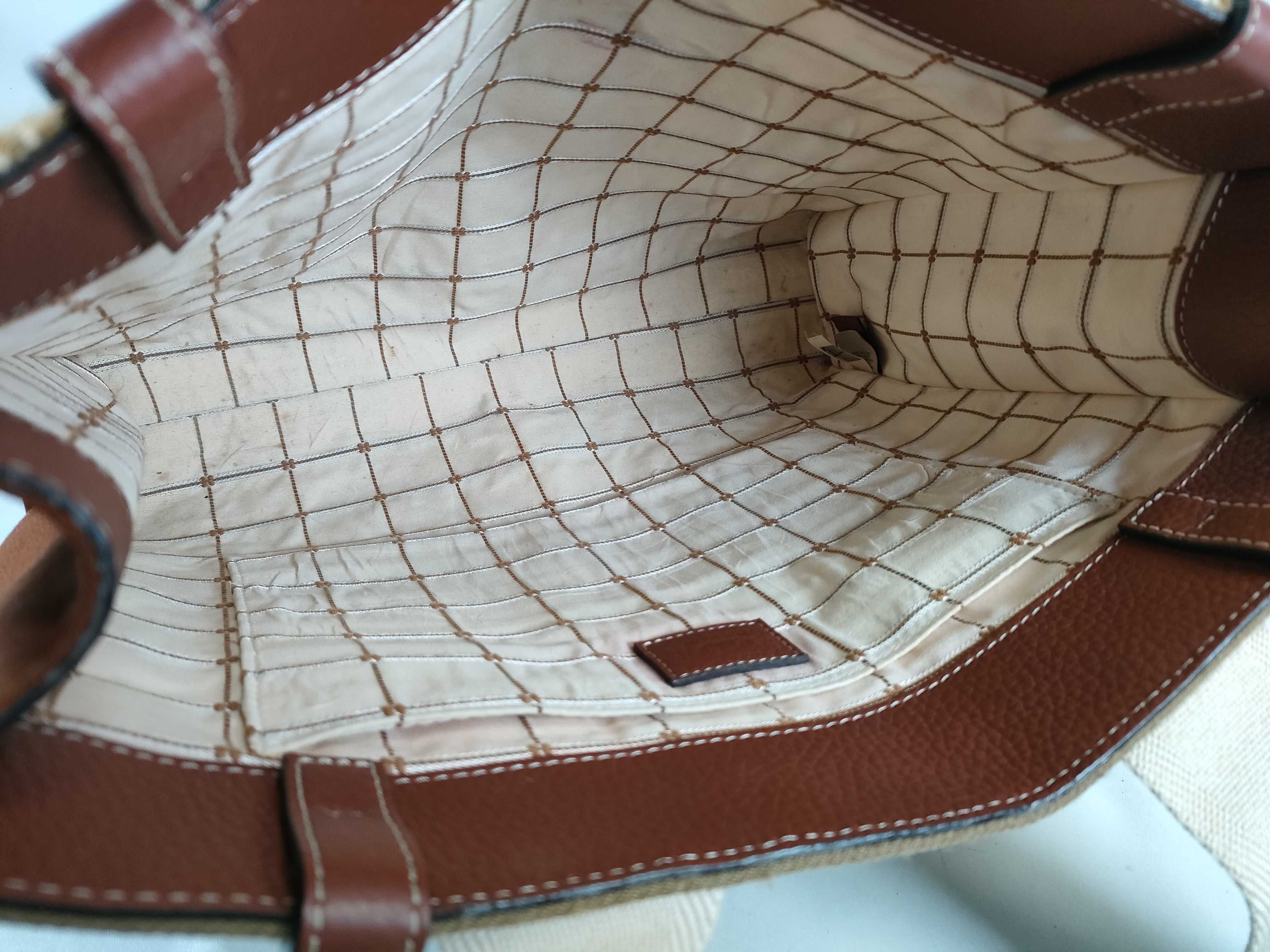 Woody Medium Wool x Canvas Tote Bag, Brown Tote Bag — view 8