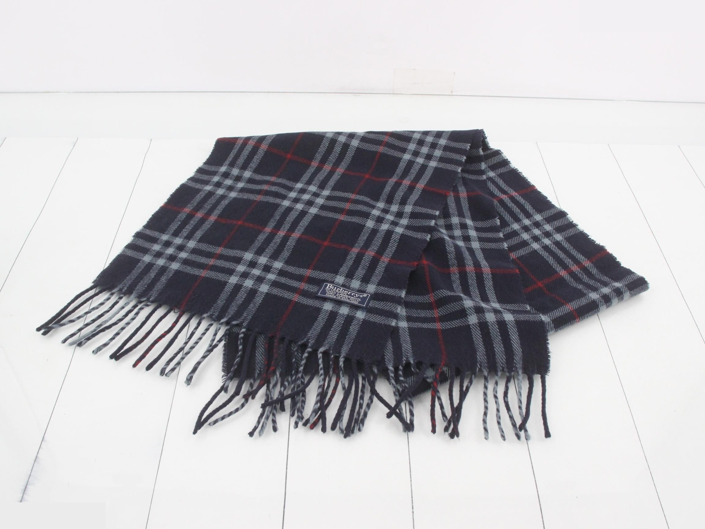Tag attached, 100% cashmere check scarf — view 2