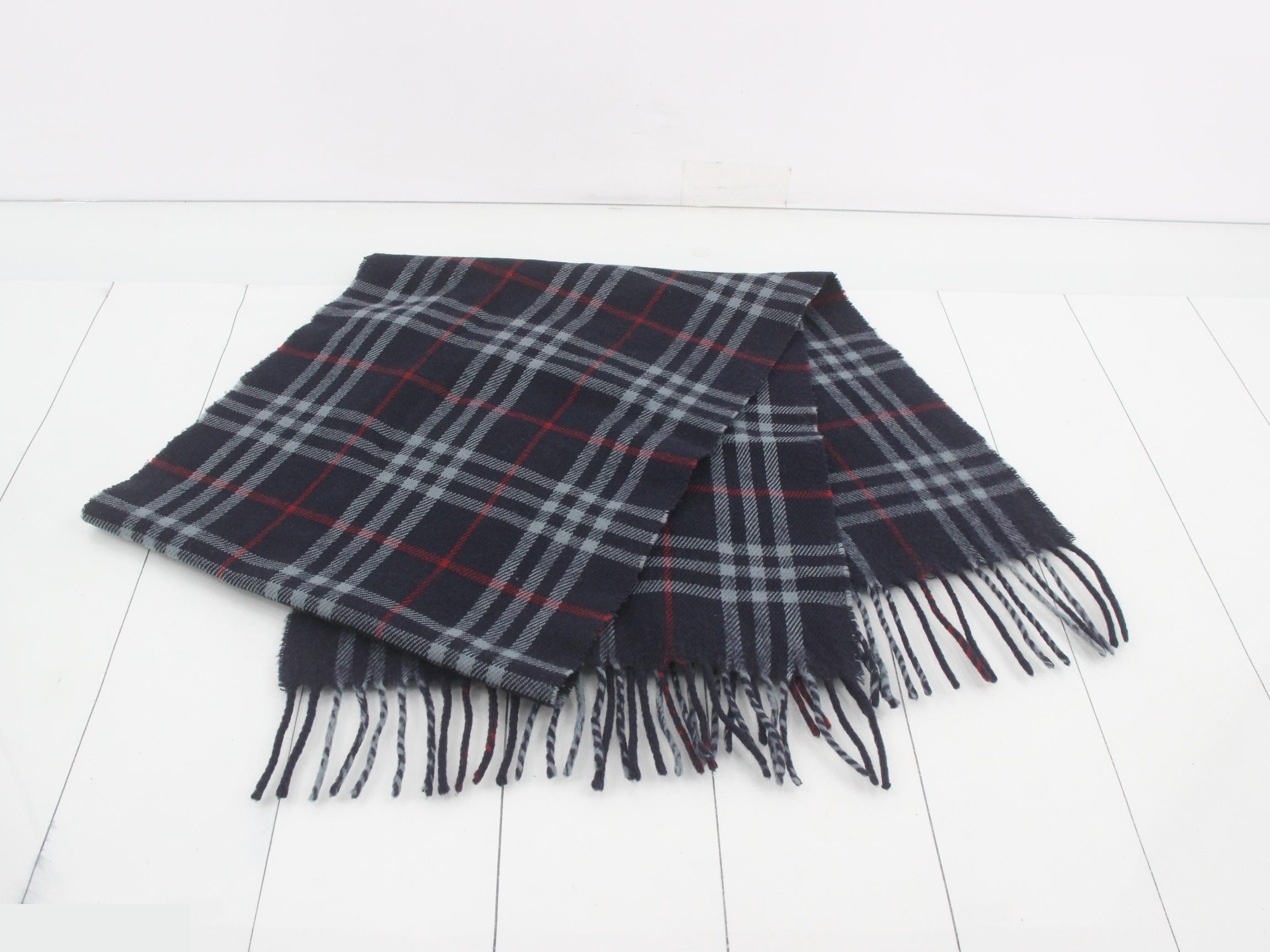 Tag attached, 100% cashmere check scarf — view 3