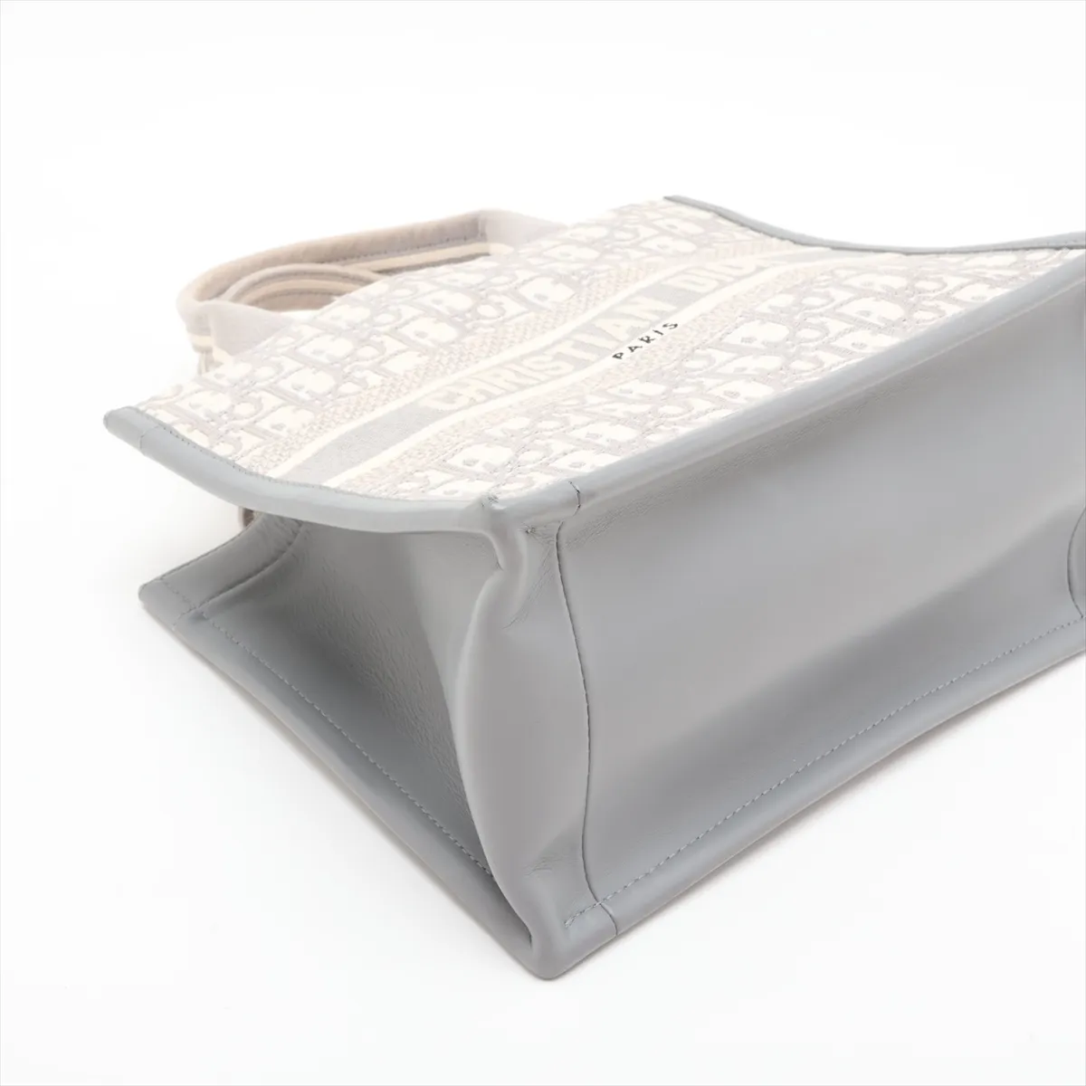 Oblique Book Tote Small Canvas x Leather 2-Way Tote Bag Beige x Gray Lucky Star — view 4