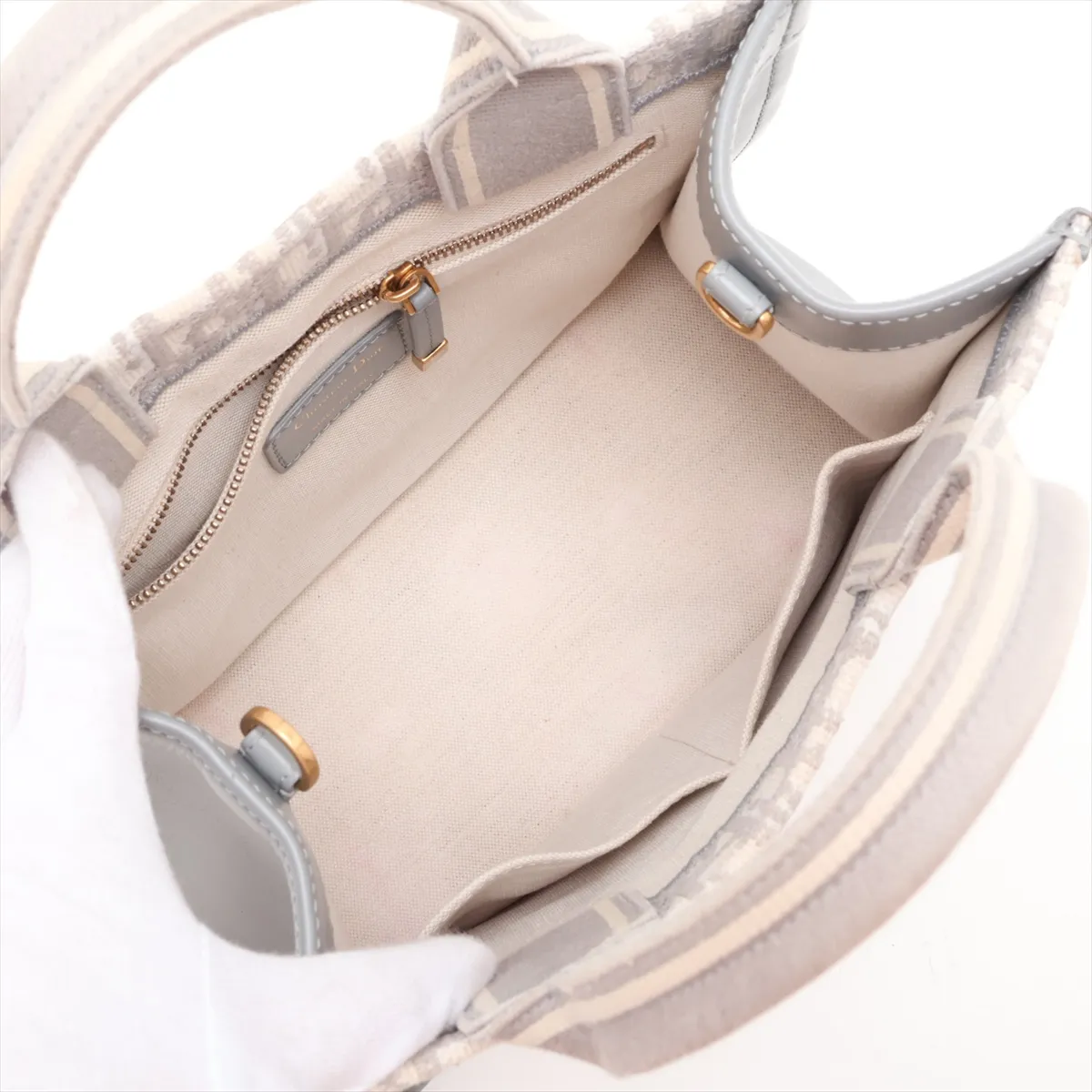 Oblique Book Tote Small Canvas x Leather 2-Way Tote Bag Beige x Gray Lucky Star — view 8