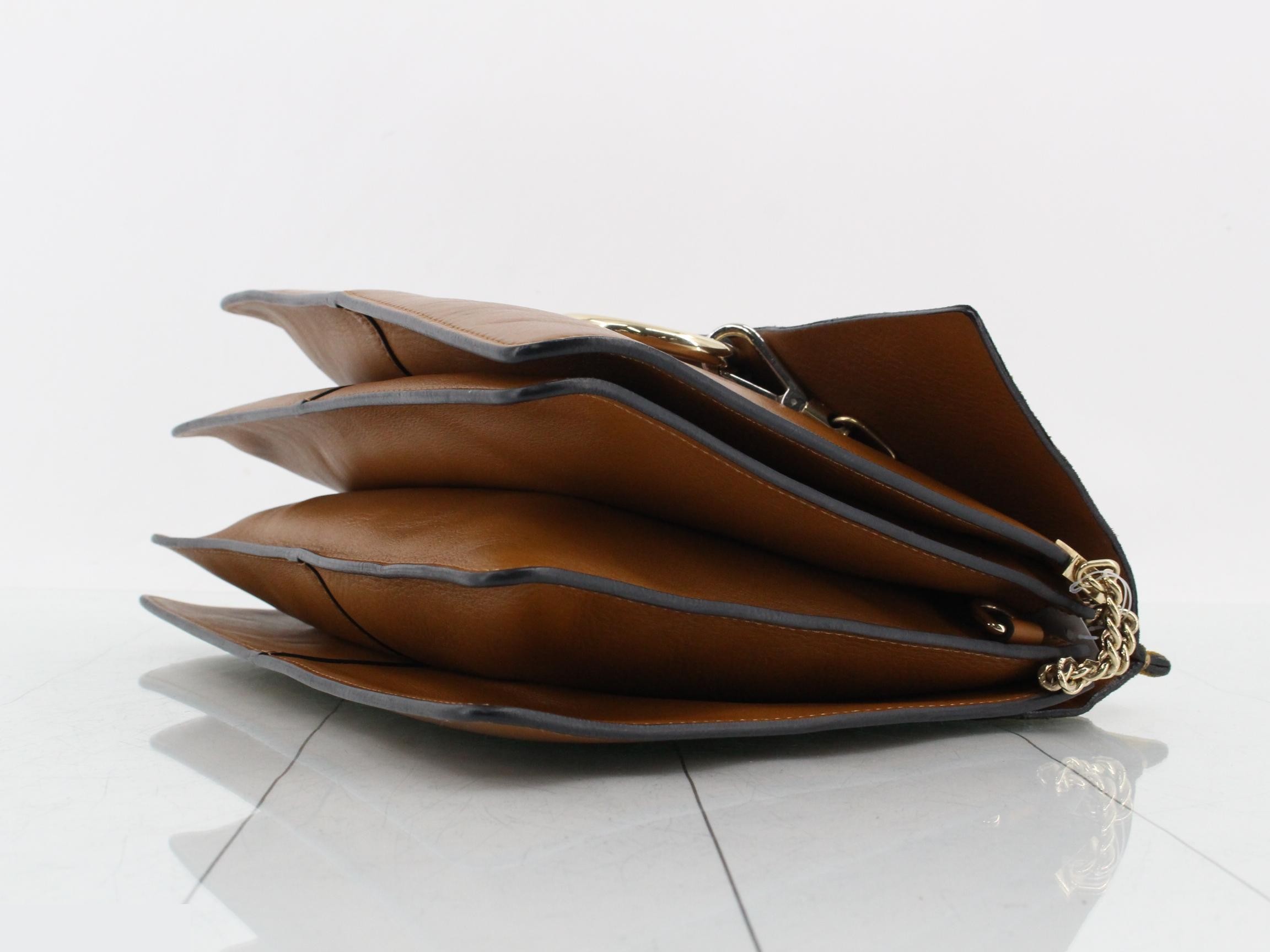 shoulder bag for women, Faye design, brown with gold ring chain. — view 6