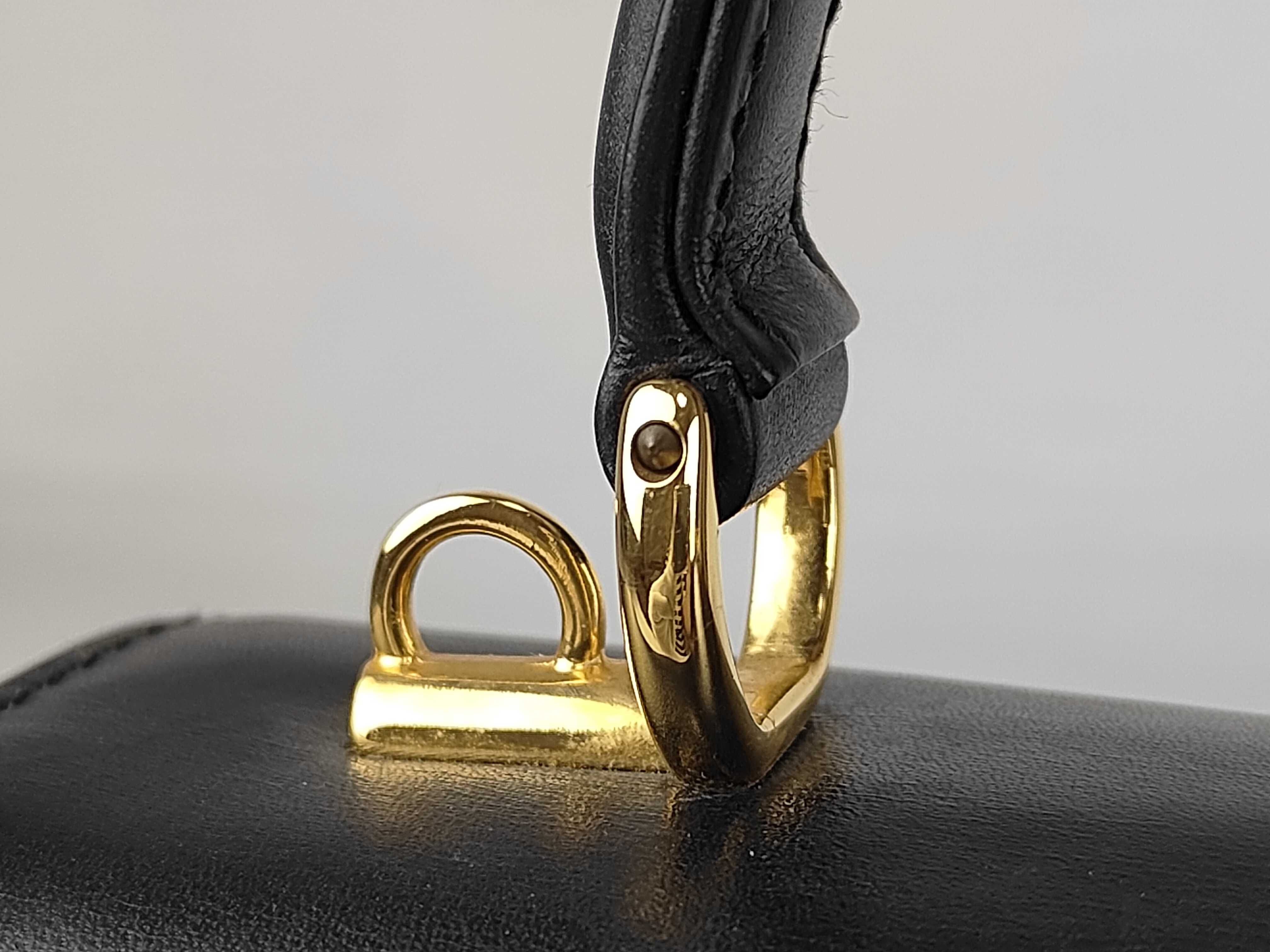 Lady Lock Leather Handbag, Black — view 5