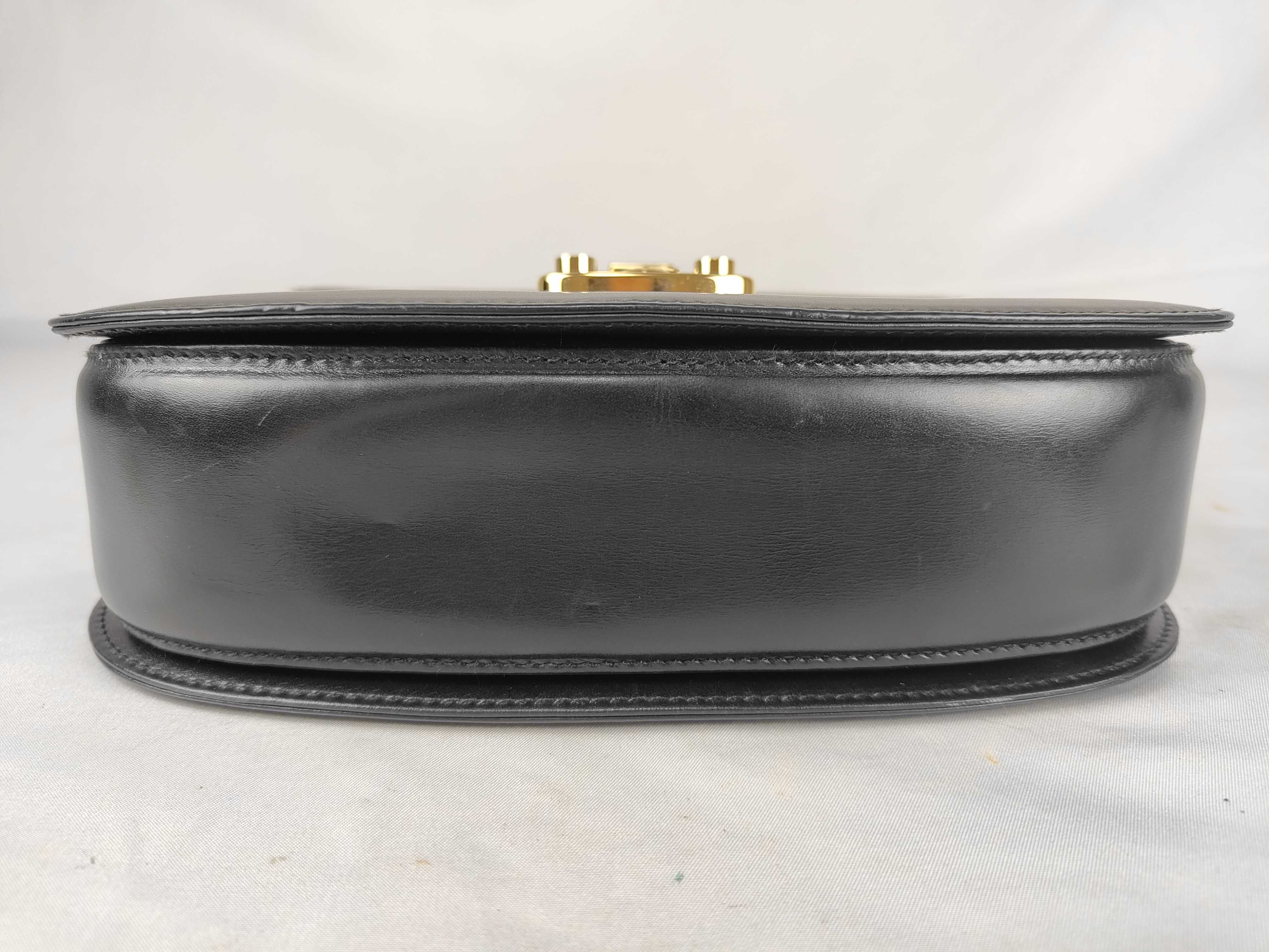 Lady Lock Leather Handbag, Black — view 7