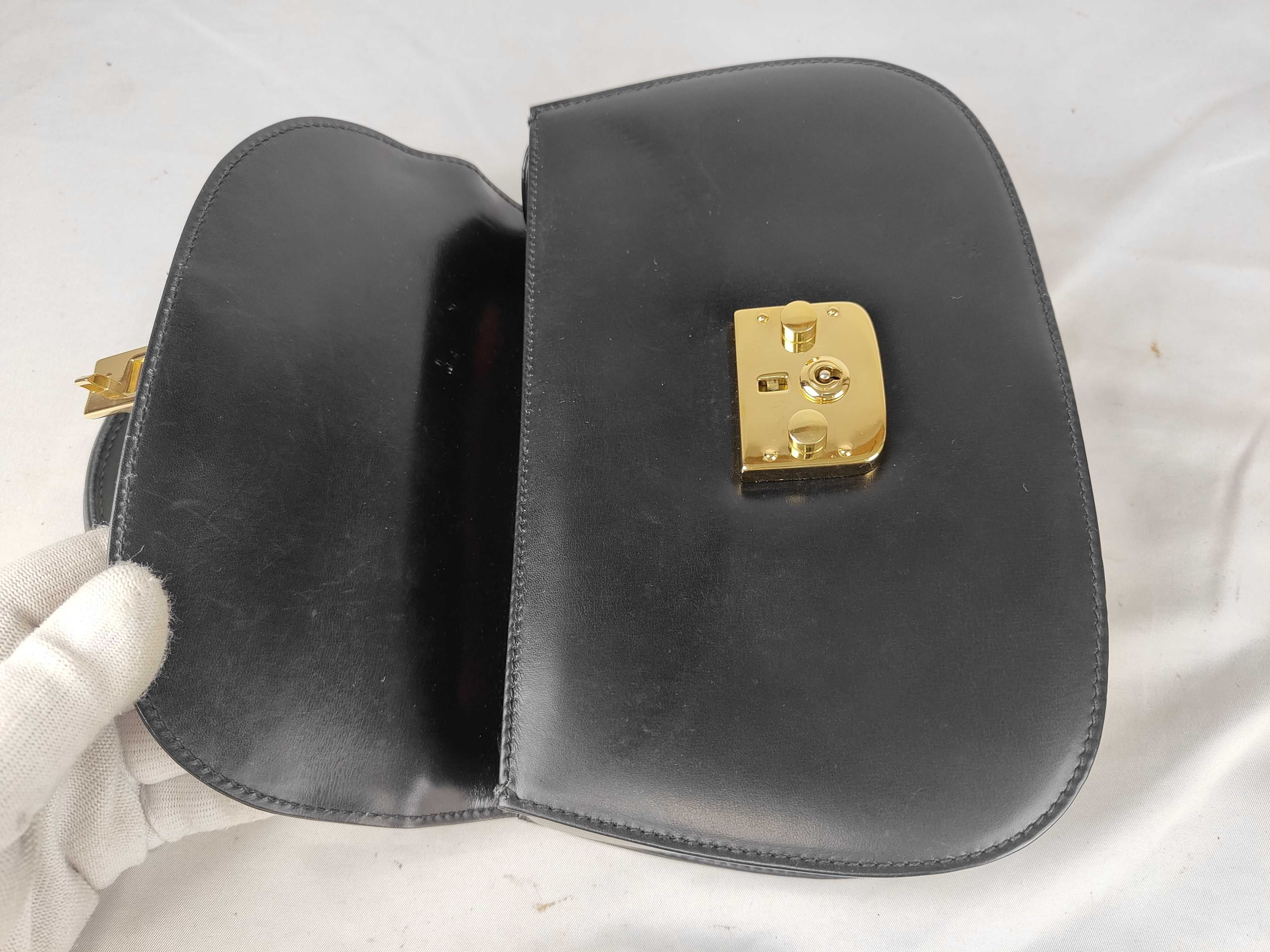 Lady Lock Leather Handbag, Black — view 10