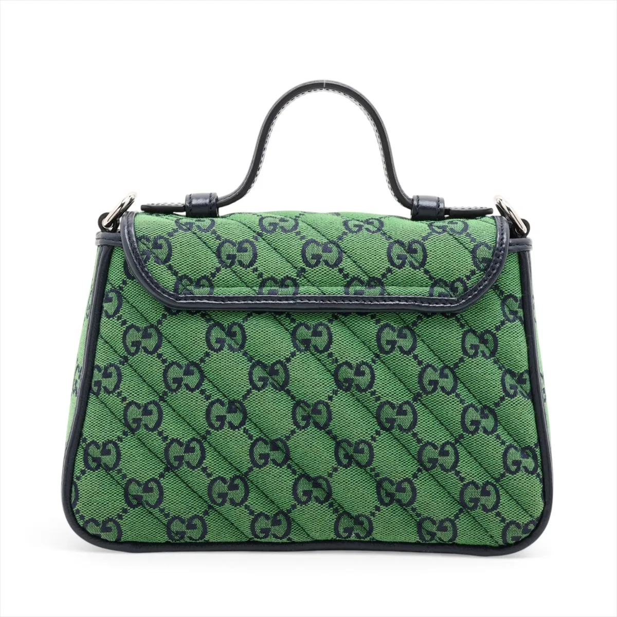 GG Canvas GG Marmont Canvas x Leather 2-Way Handbag Green x Navy 583571 — view 2