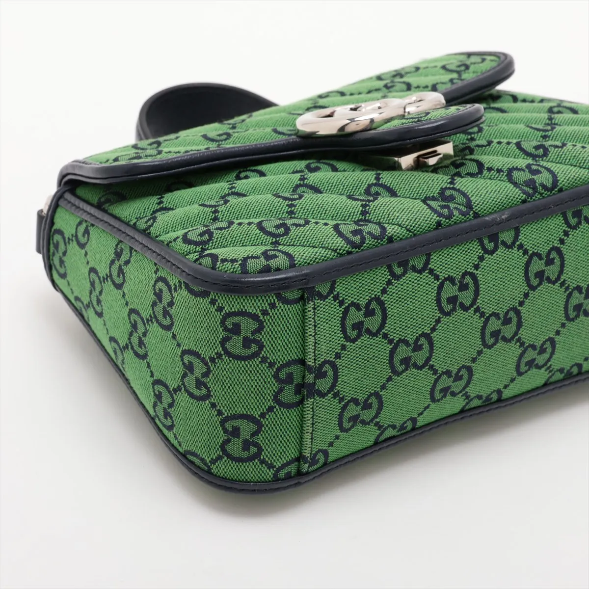 GG Canvas GG Marmont Canvas x Leather 2-Way Handbag Green x Navy 583571 — view 4