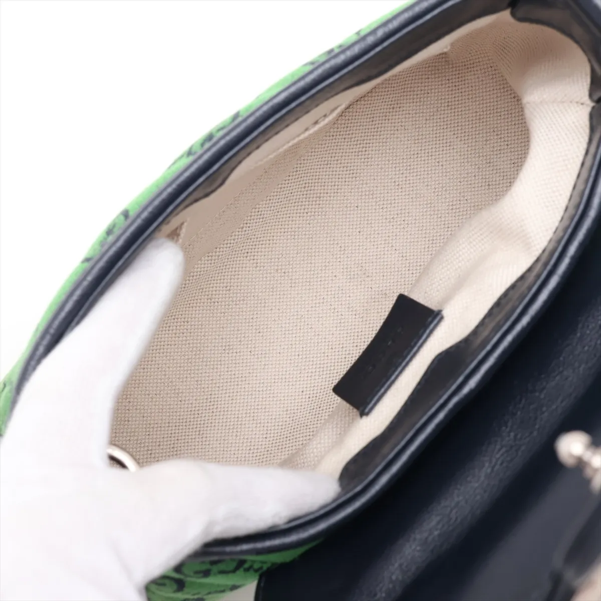 GG Canvas GG Marmont Canvas x Leather 2-Way Handbag Green x Navy 583571 — view 8