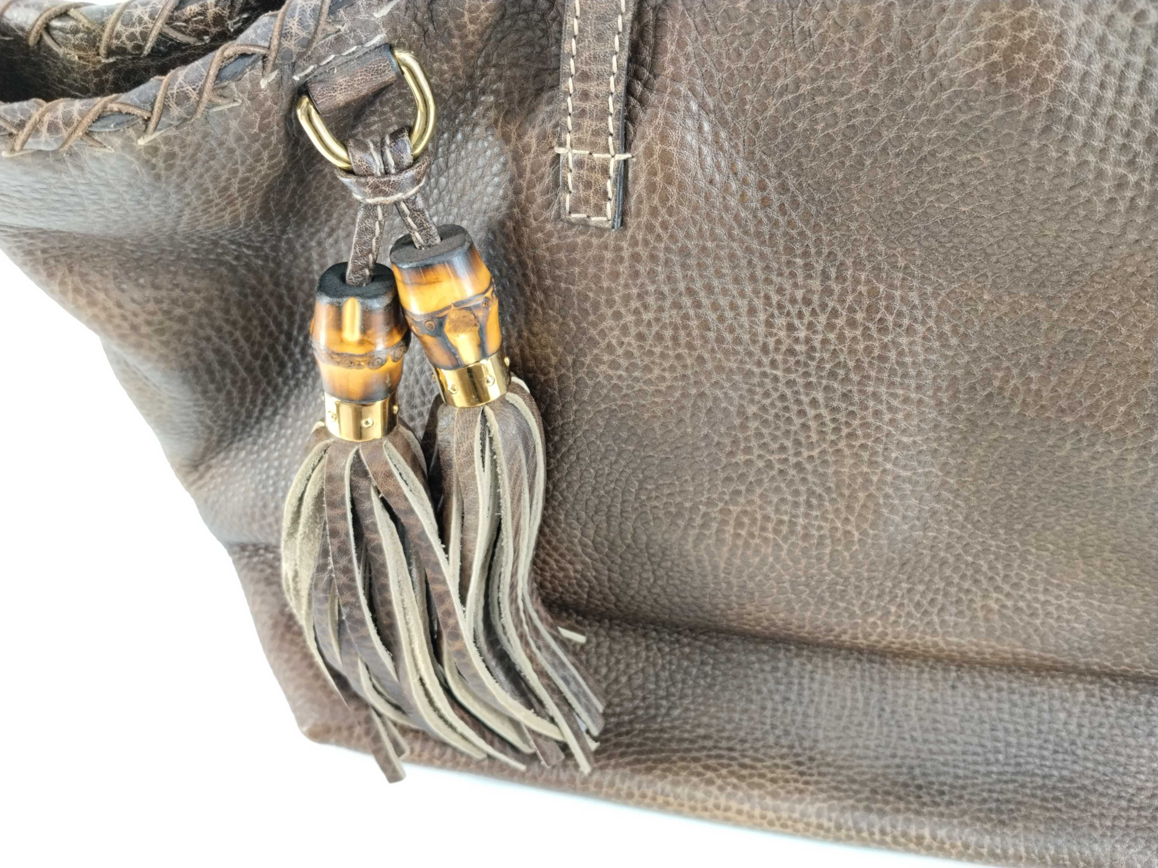 Bamboo Leather Fringe Tote Bag — view 8