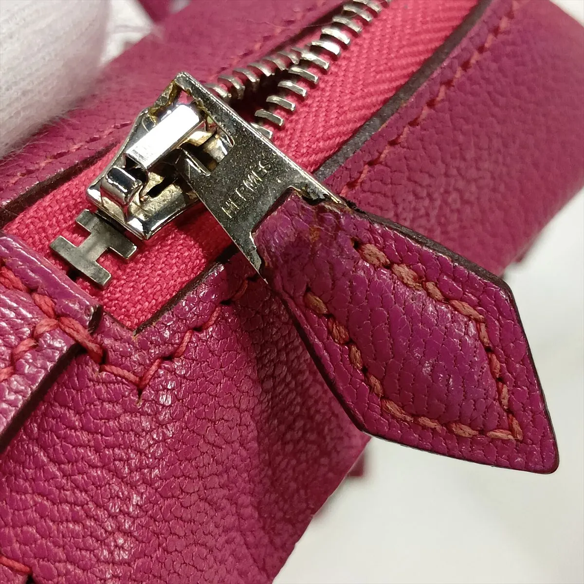 Hermès Plume 20 Chevre Rose Shocking Silver Hardware K: 2007 — view 9
