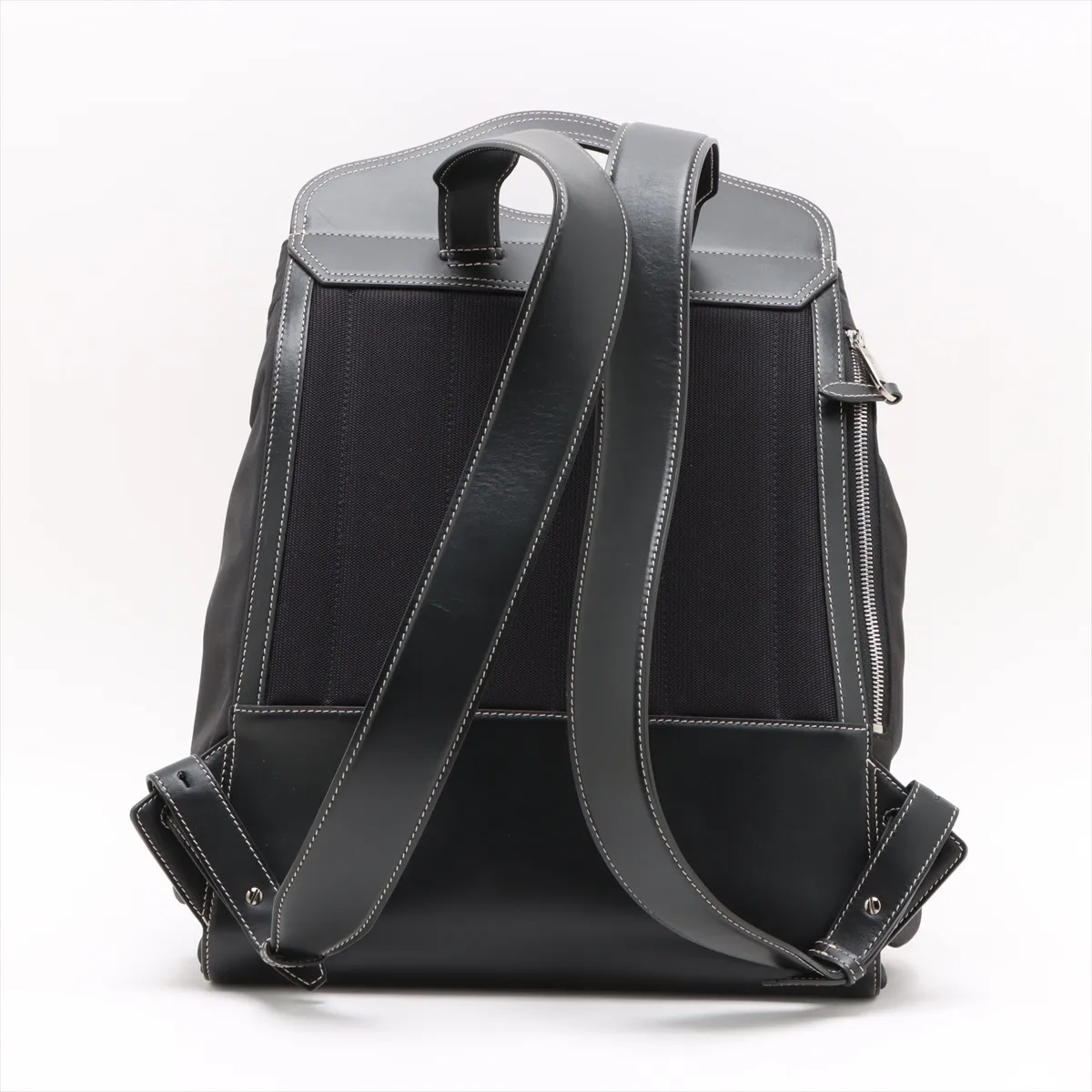 nylon x leather backpack/rucksack black — view 2