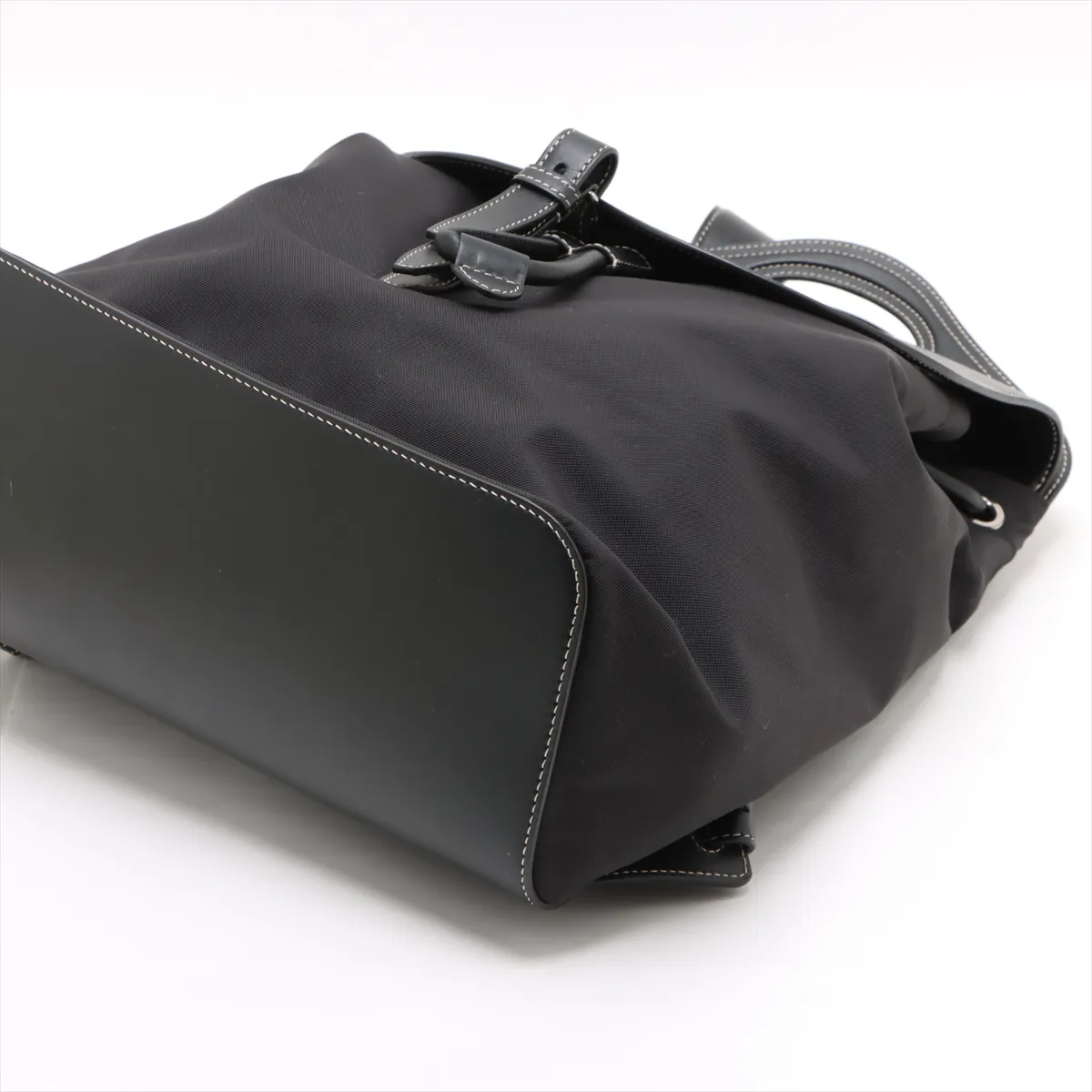 nylon x leather backpack/rucksack black — view 3