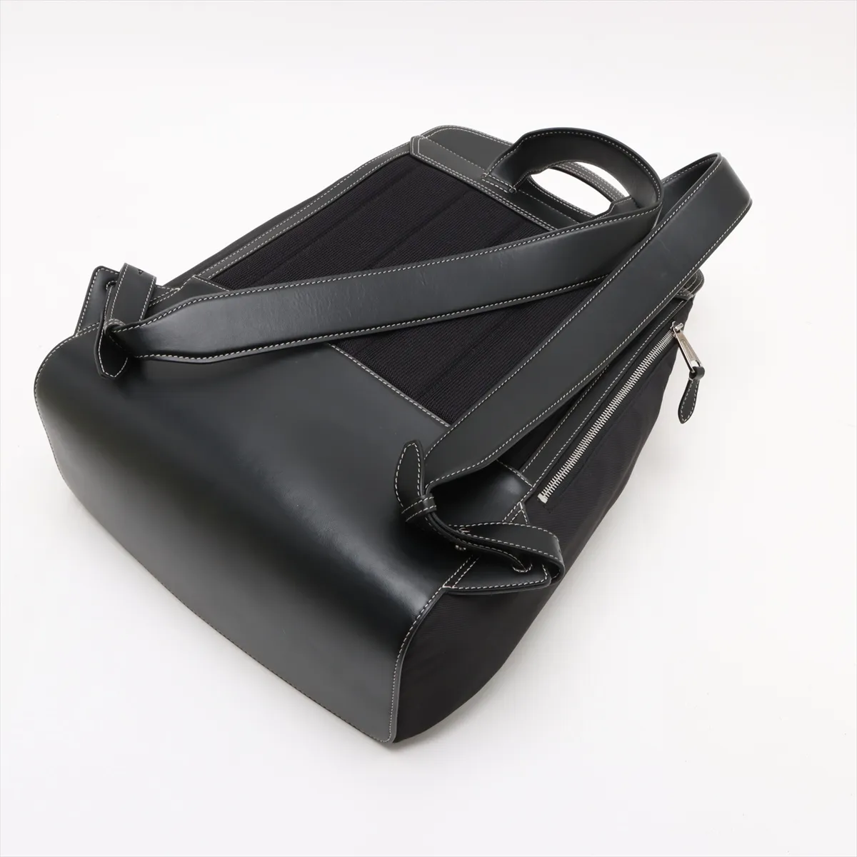 nylon x leather backpack/rucksack black — view 5