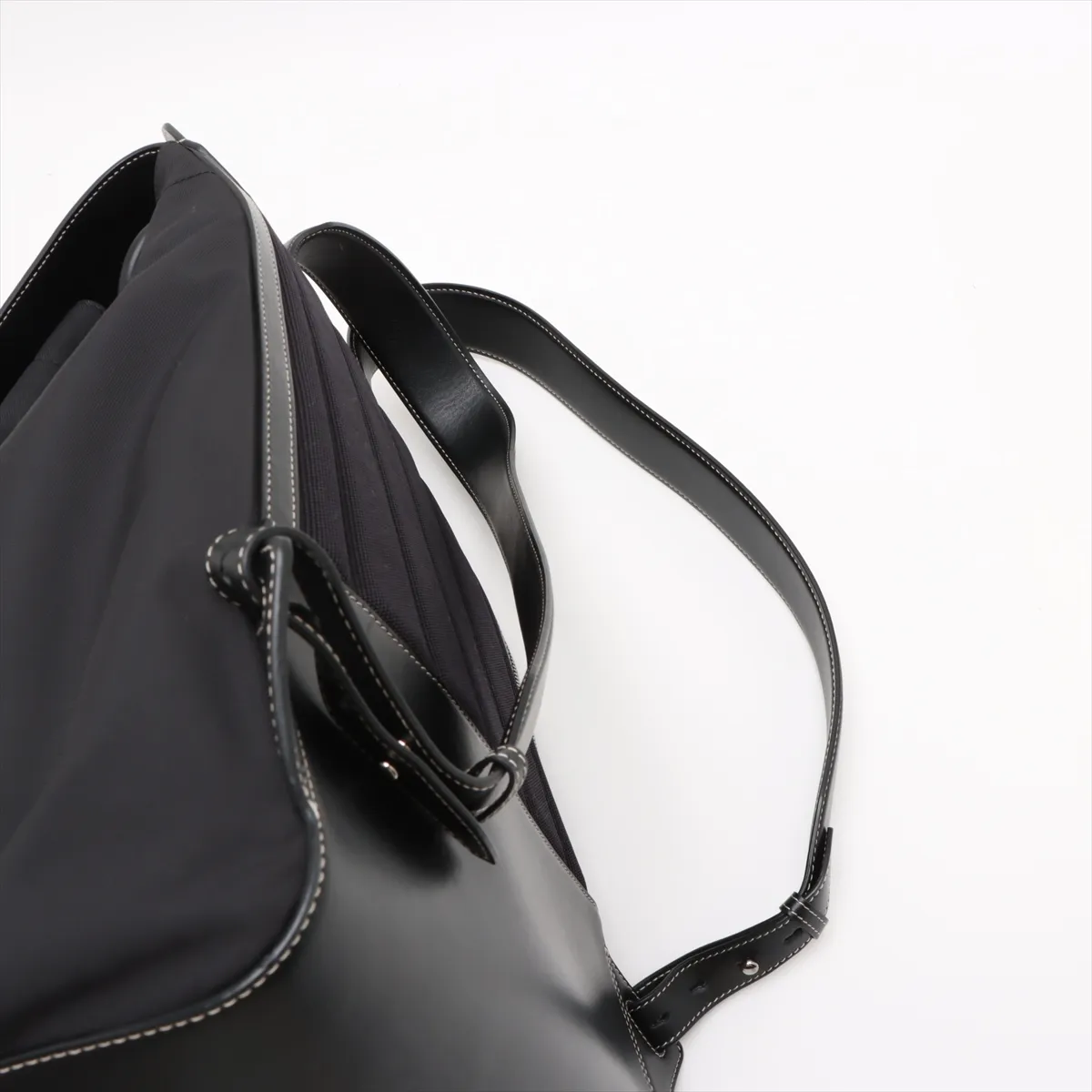 nylon x leather backpack/rucksack black — view 6