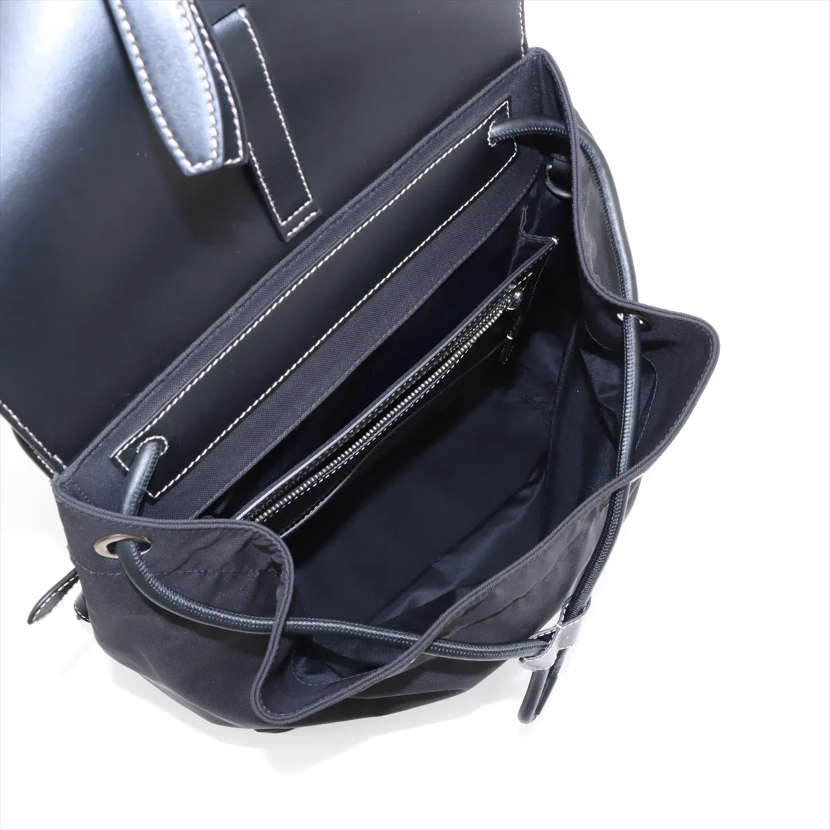 nylon x leather backpack/rucksack black — view 7