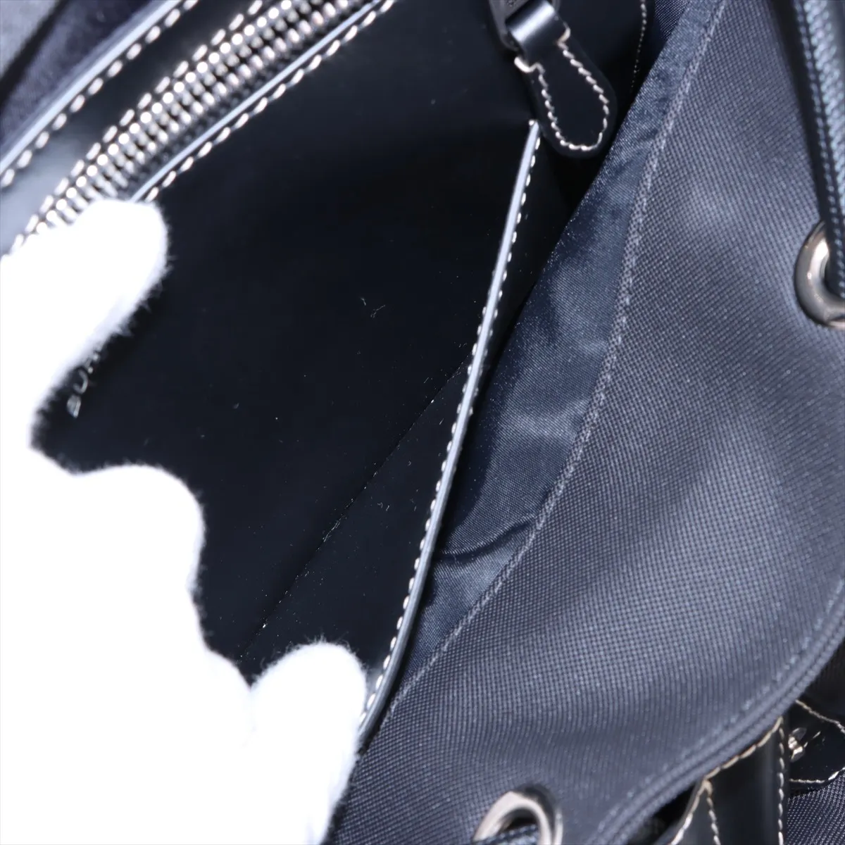 nylon x leather backpack/rucksack black — view 10