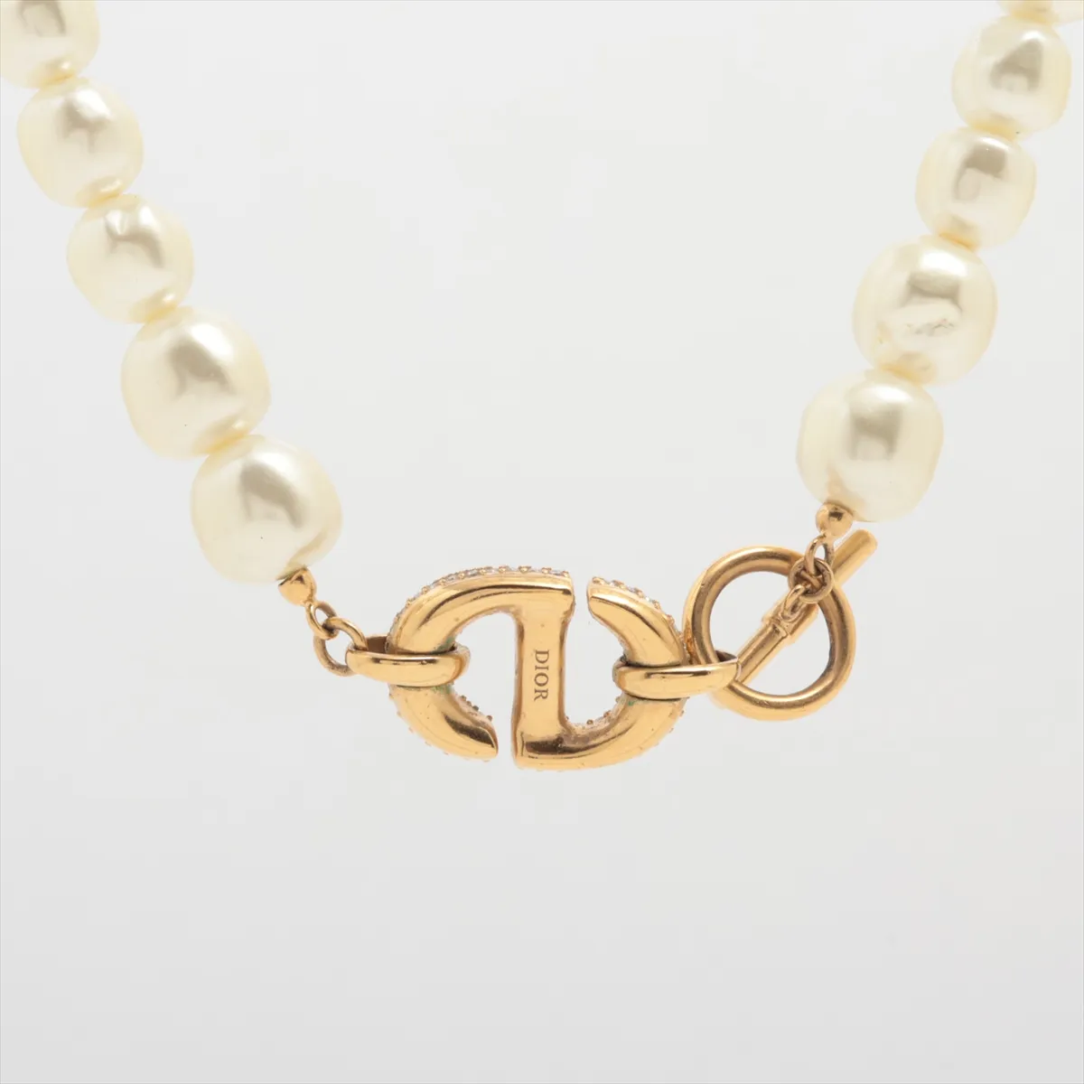 30 Montaigne choker, gold-plated with rhinestones and faux pearls. Shows signs of wear including — view 2