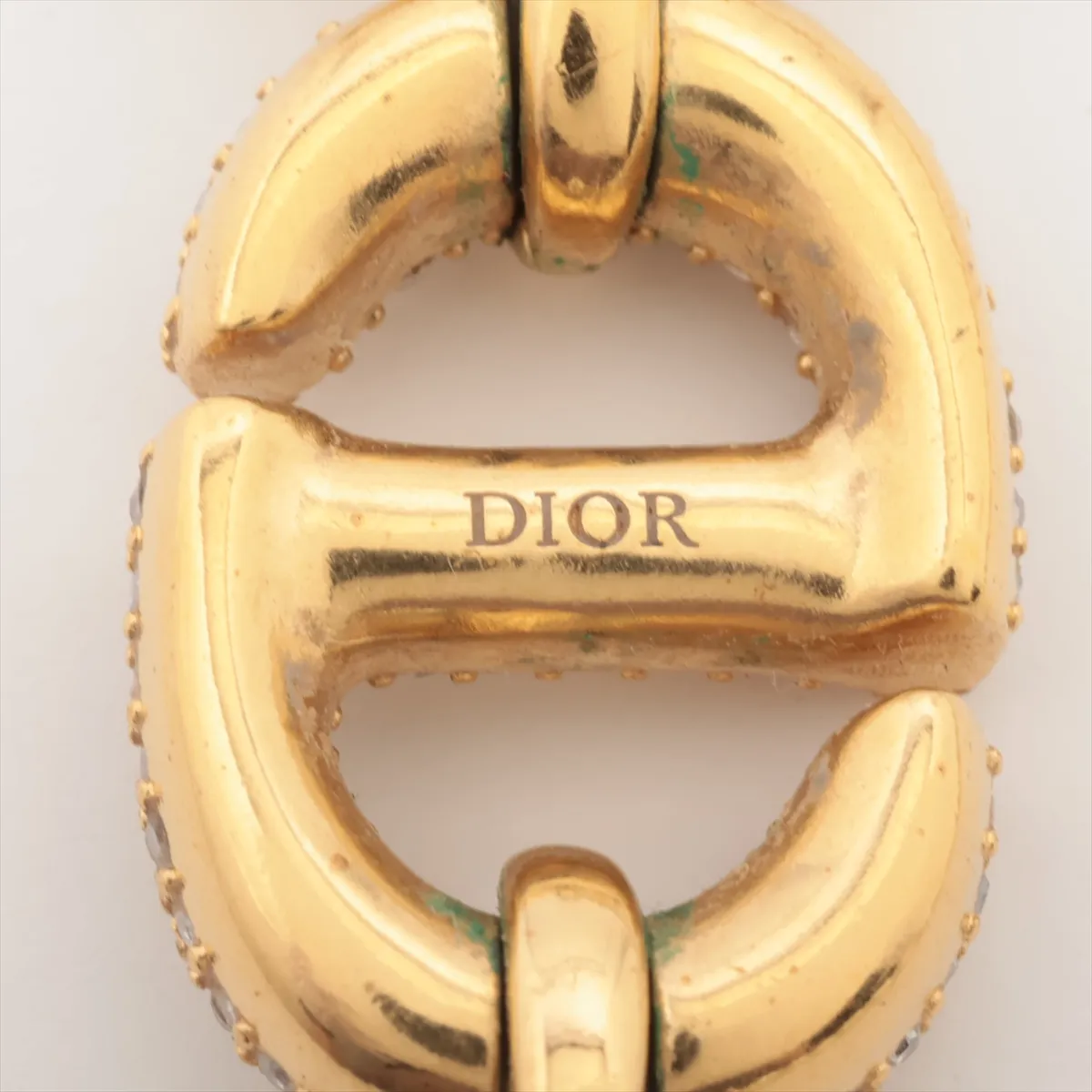 30 Montaigne choker, gold-plated with rhinestones and faux pearls. Shows signs of wear including — view 4