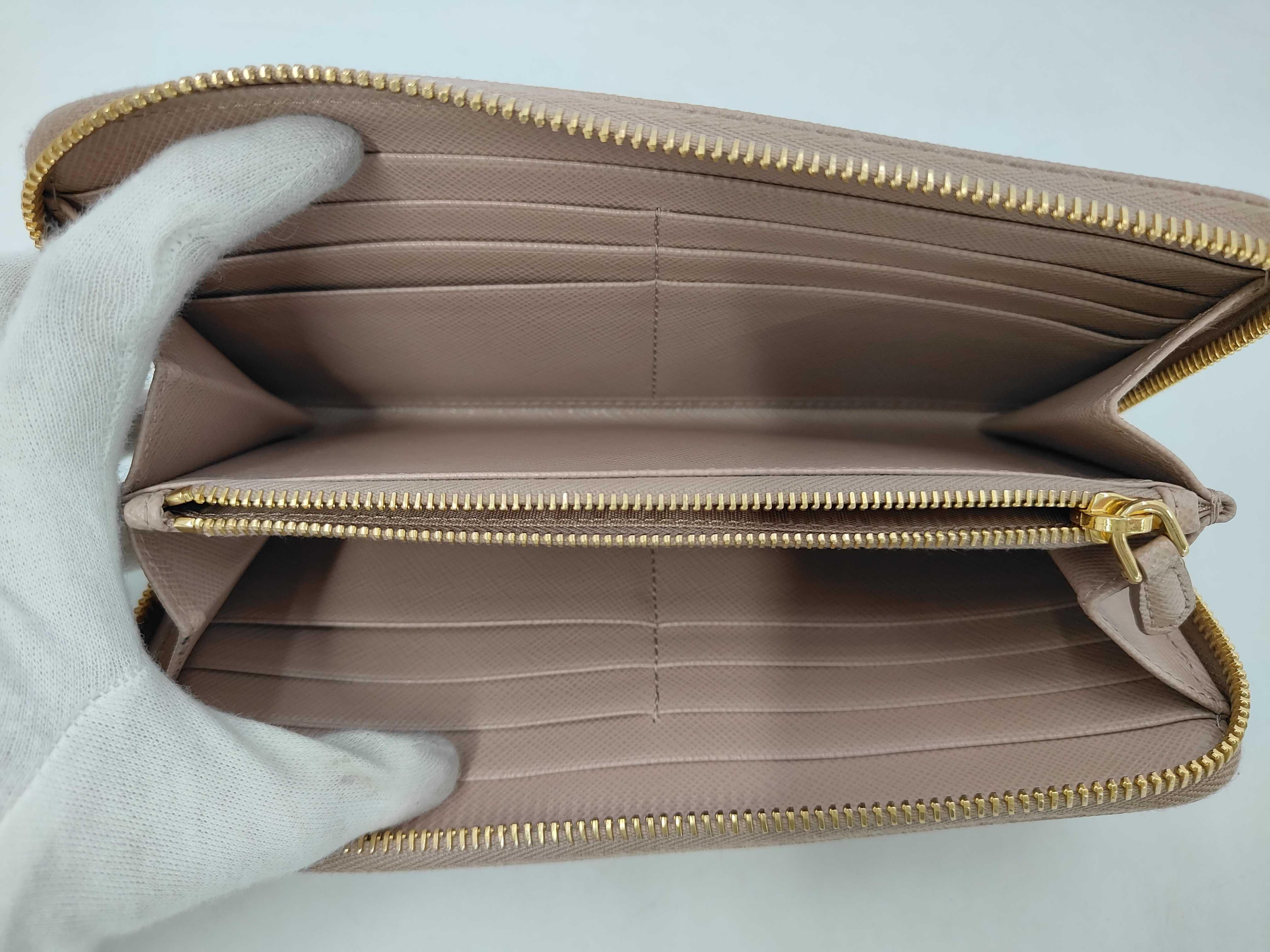 Long Wallet, Round, Saffiano Leather, Pink Beige, 1ML506 Wallet — view 7