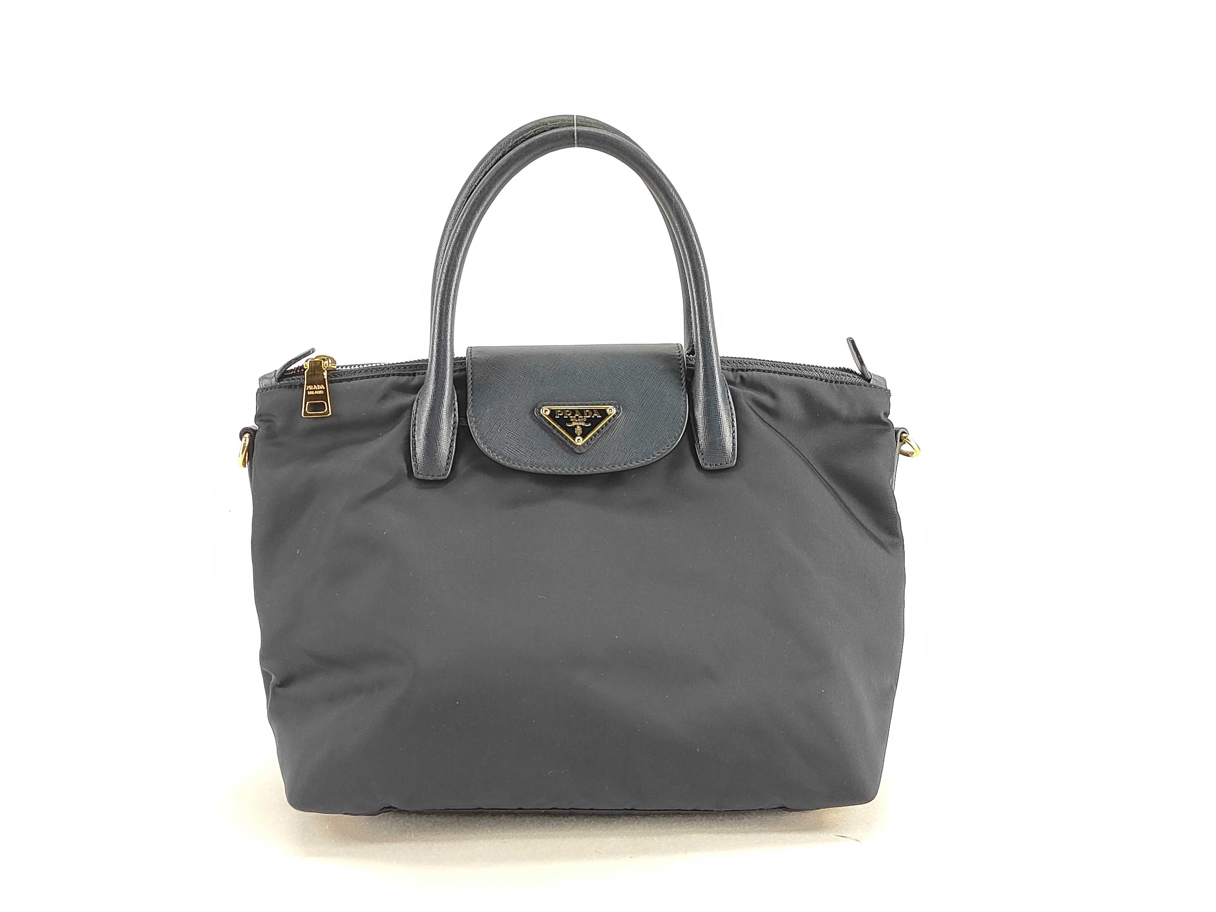 Nylon Prada Handbag Leather Nylon Black Handbag