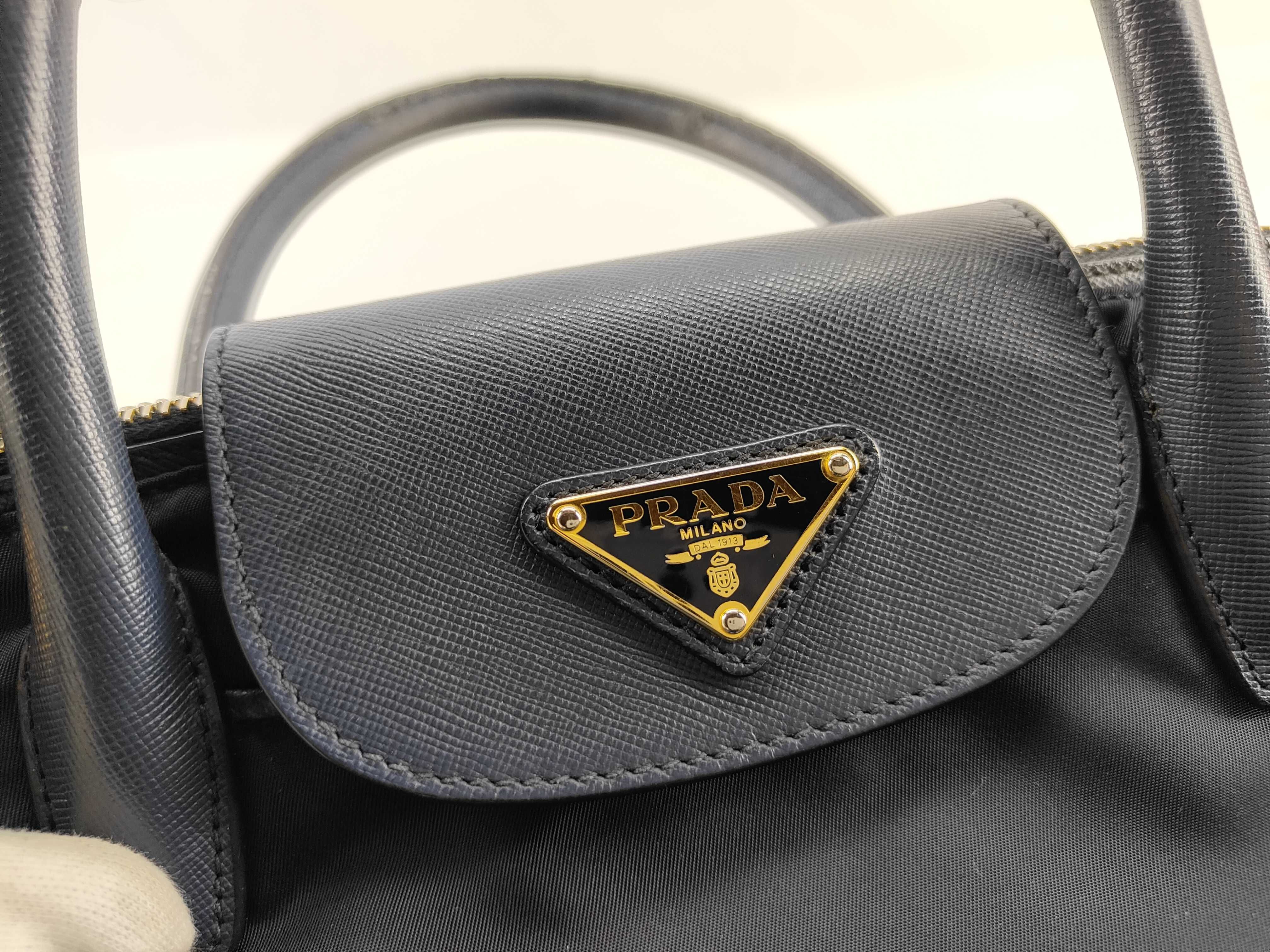 Nylon Prada Handbag Leather Nylon Black Handbag — view 10