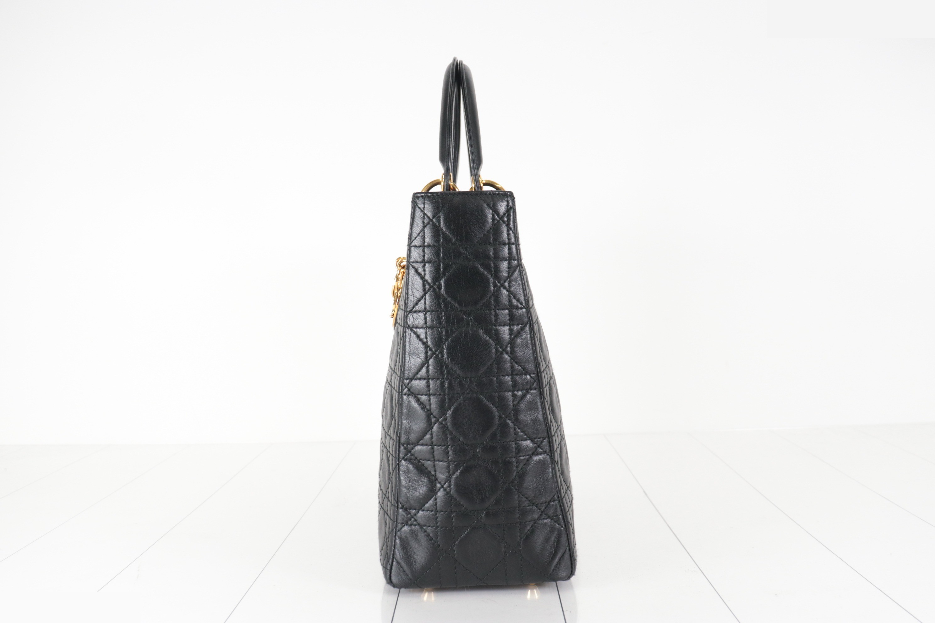 Lady Dior 2-Way Cannage Tote with Stitching Tag — view 5