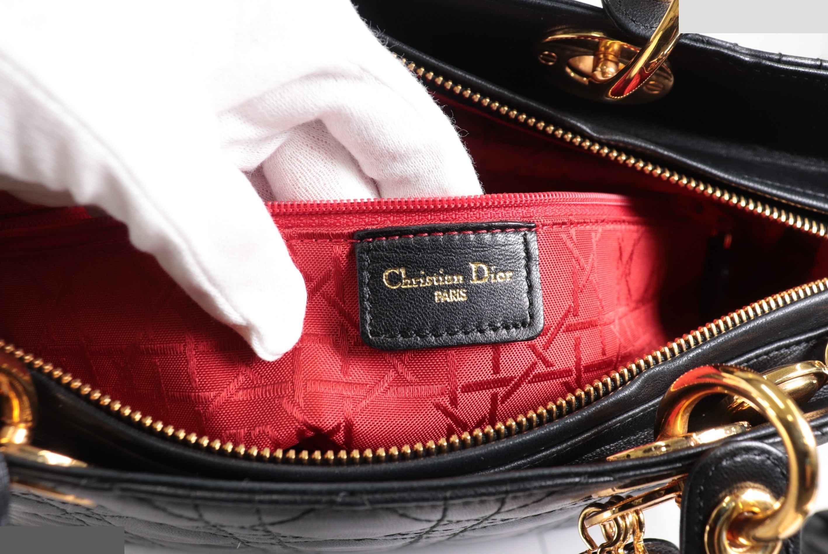 Lady Dior 2-Way Cannage Tote with Stitching Tag — view 8