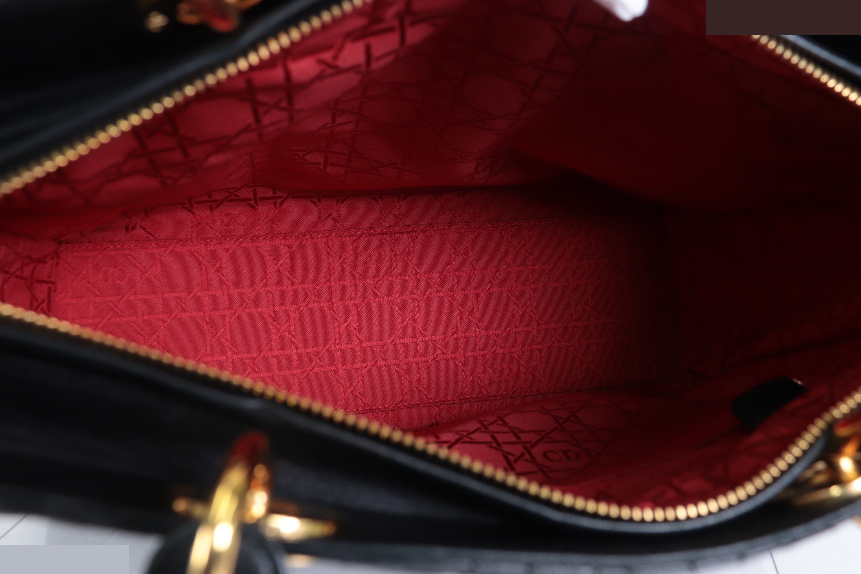 Lady Dior 2-Way Cannage Tote with Stitching Tag — view 9
