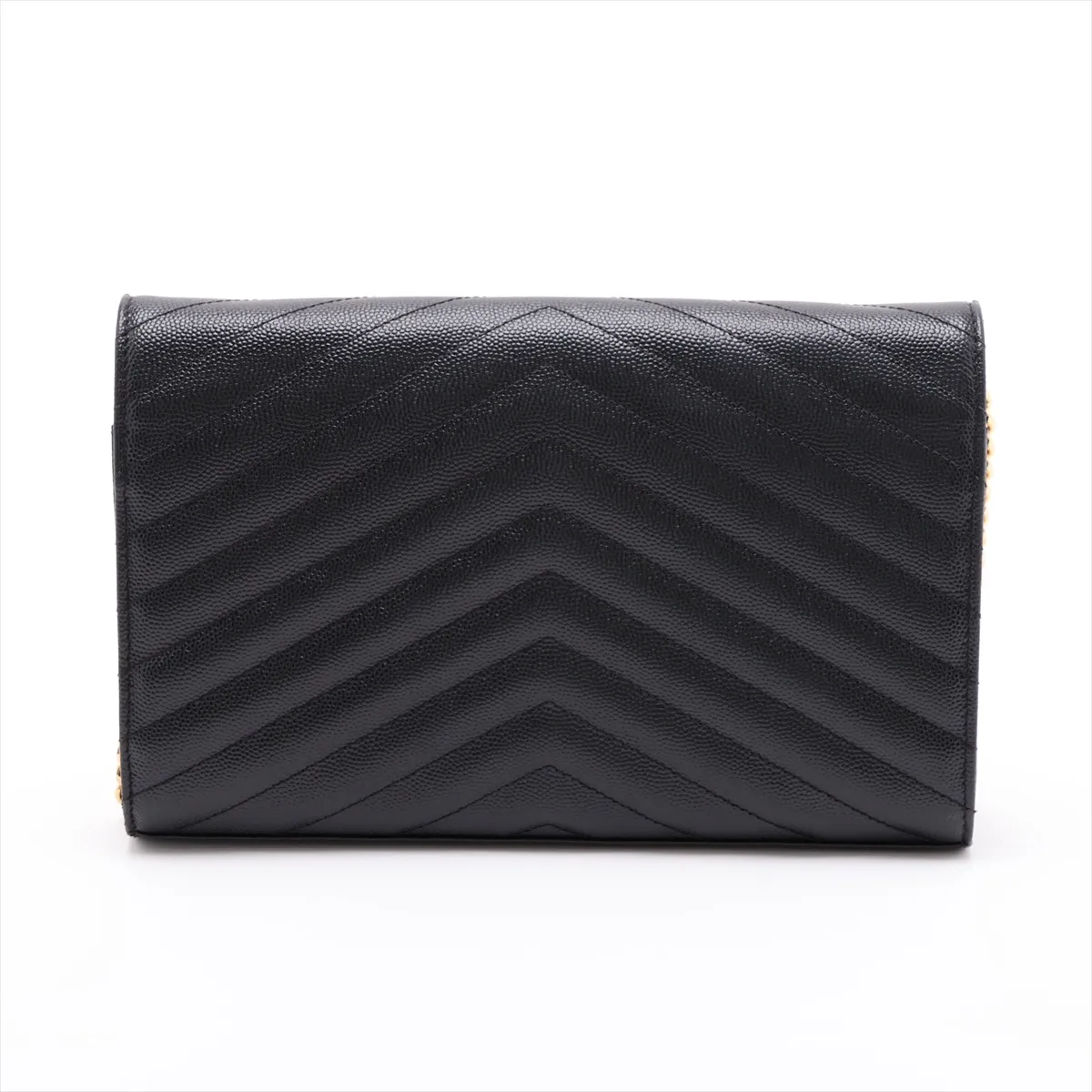 Cassandra Leather Chain Wallet, Black, 377828 — view 2