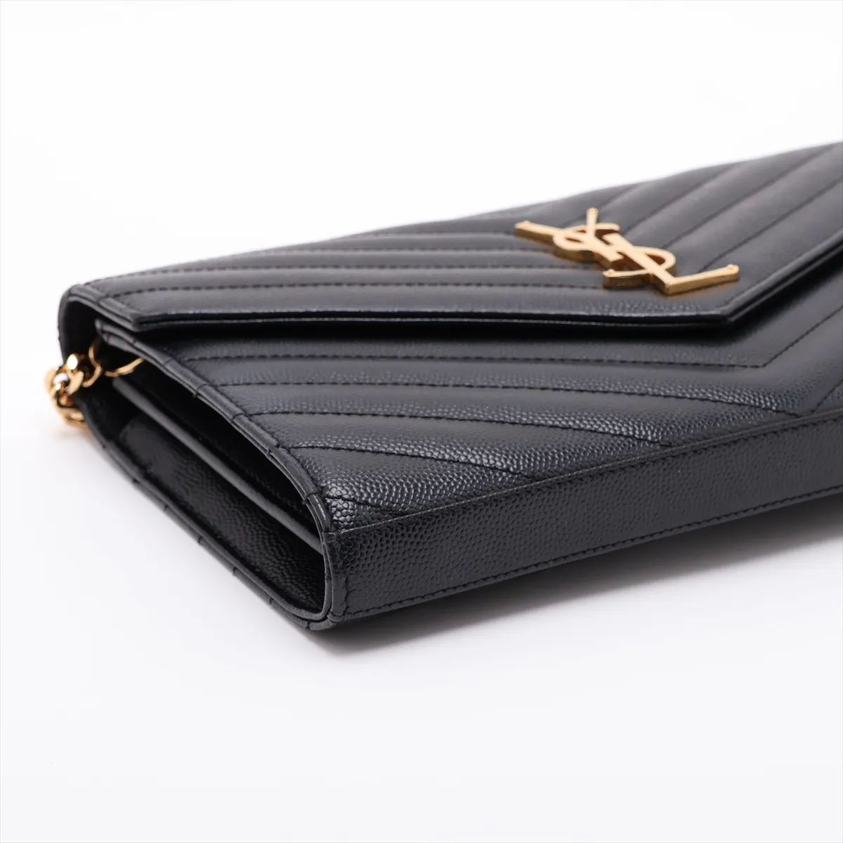 Cassandra Leather Chain Wallet, Black, 377828 — view 4