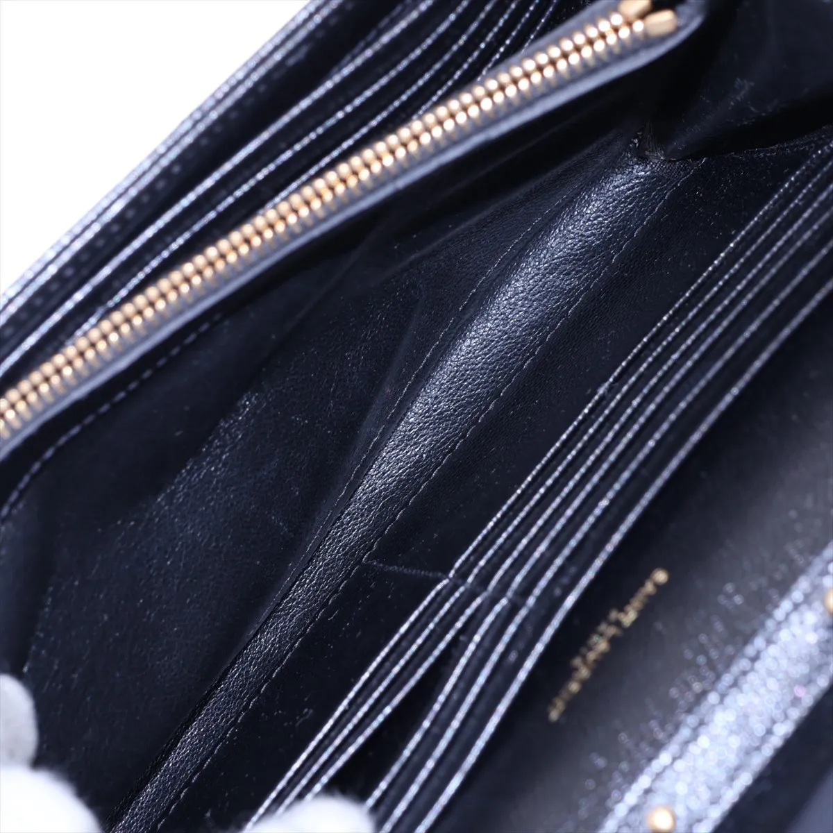 Cassandra Leather Chain Wallet, Black, 377828 — view 6