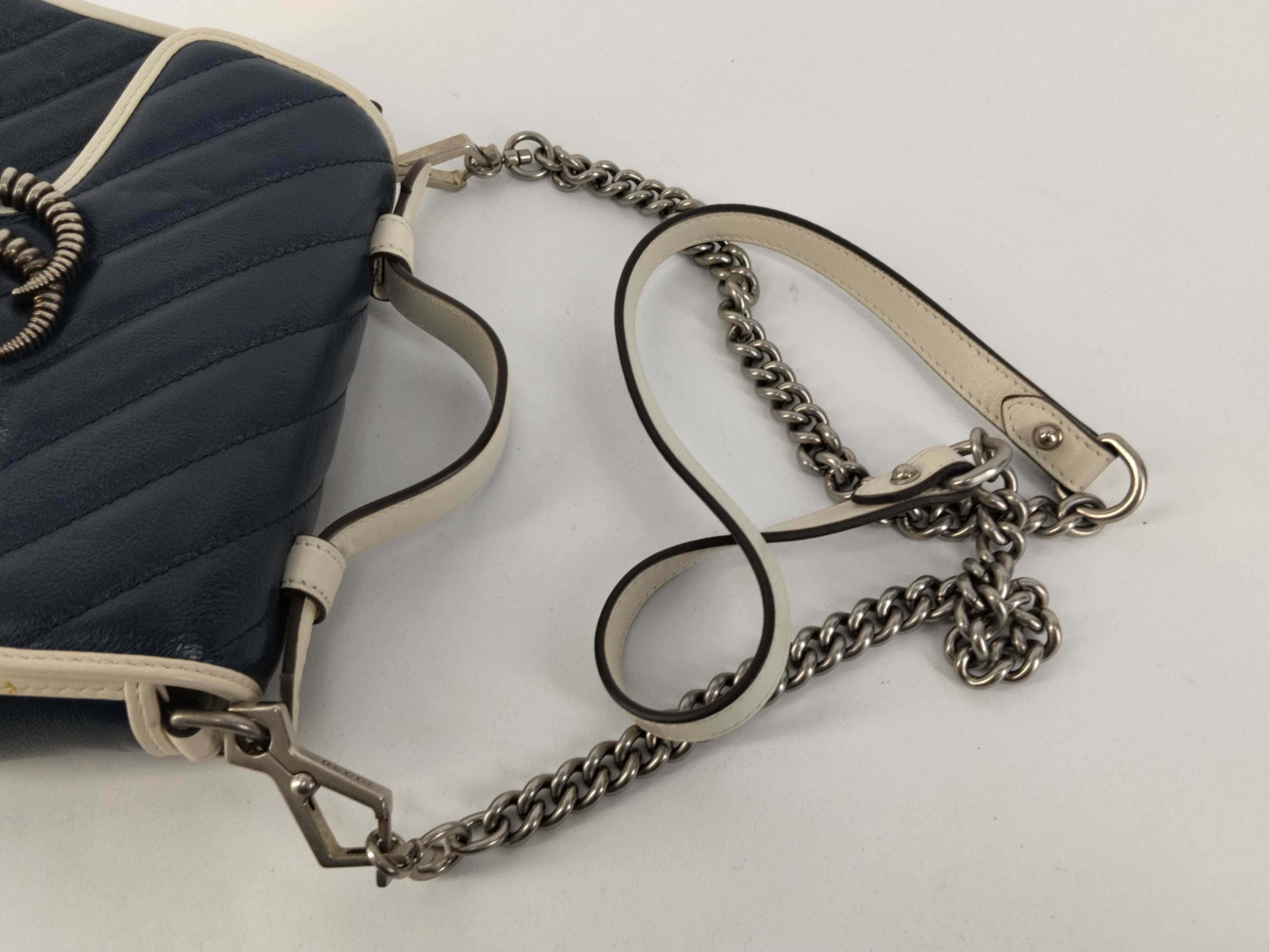 Marmont blue shoulder bag/handbag with handle — view 3