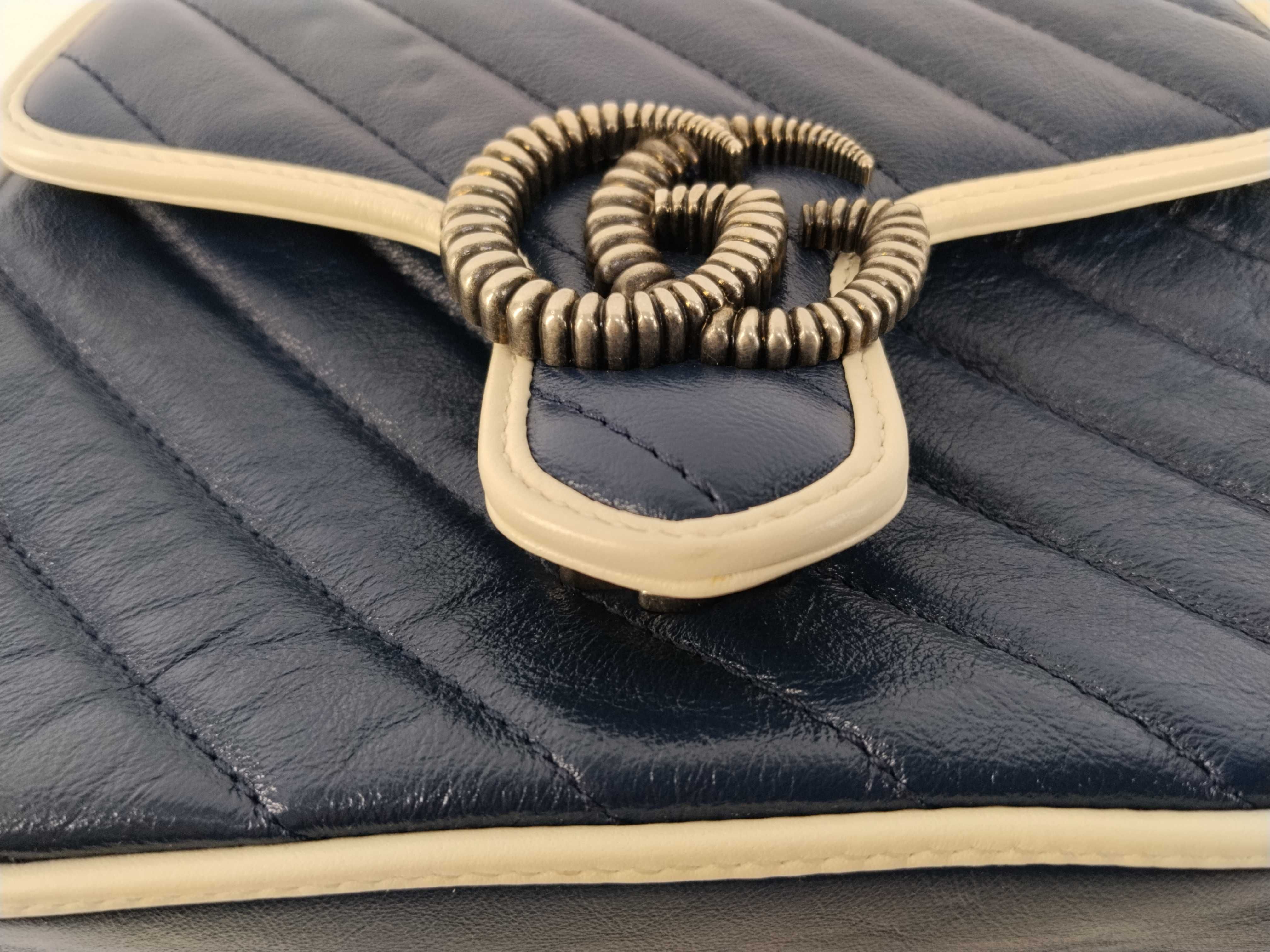 Marmont blue shoulder bag/handbag with handle — view 8