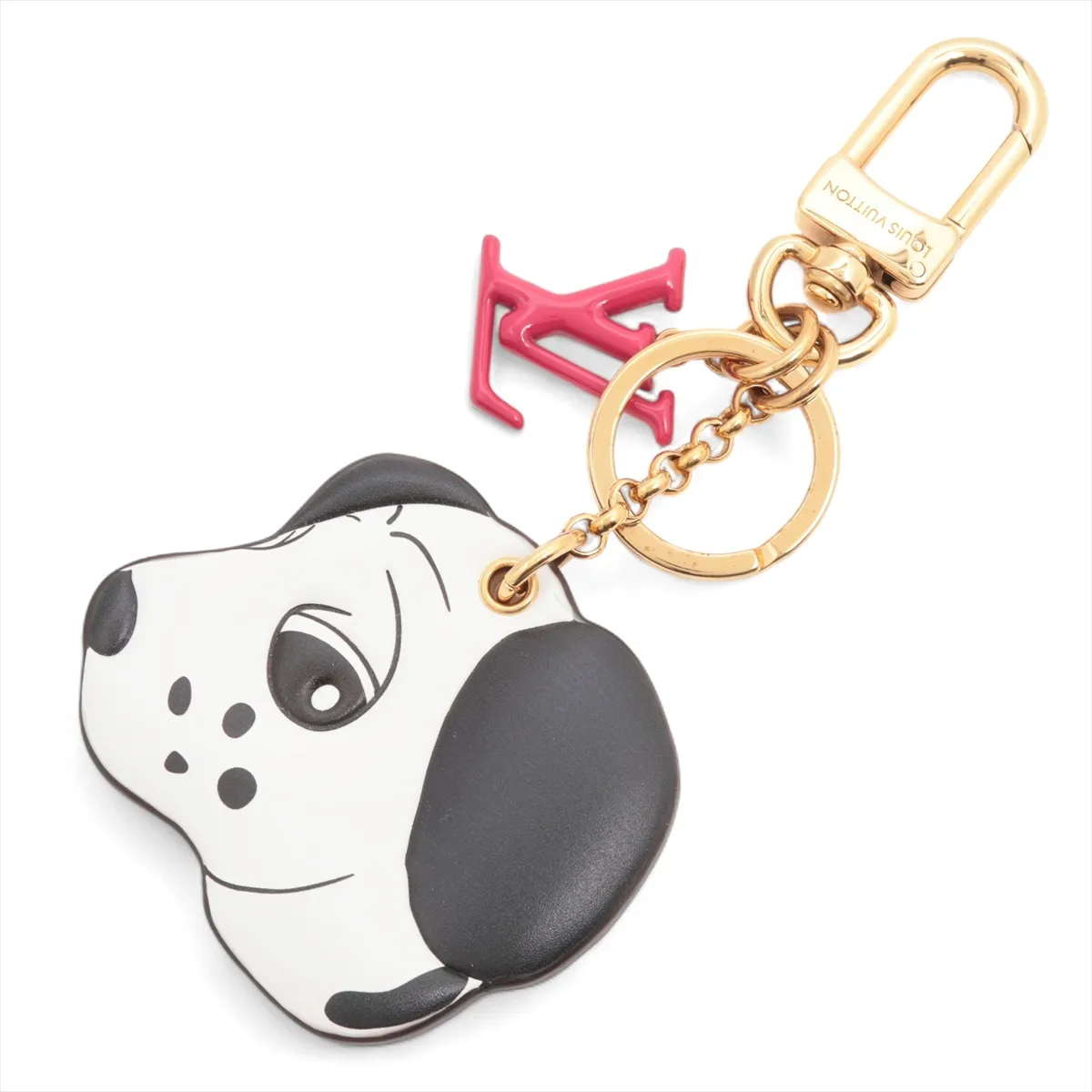 M01967 Keychain Animogram Dog DI2244 Charm Leather White