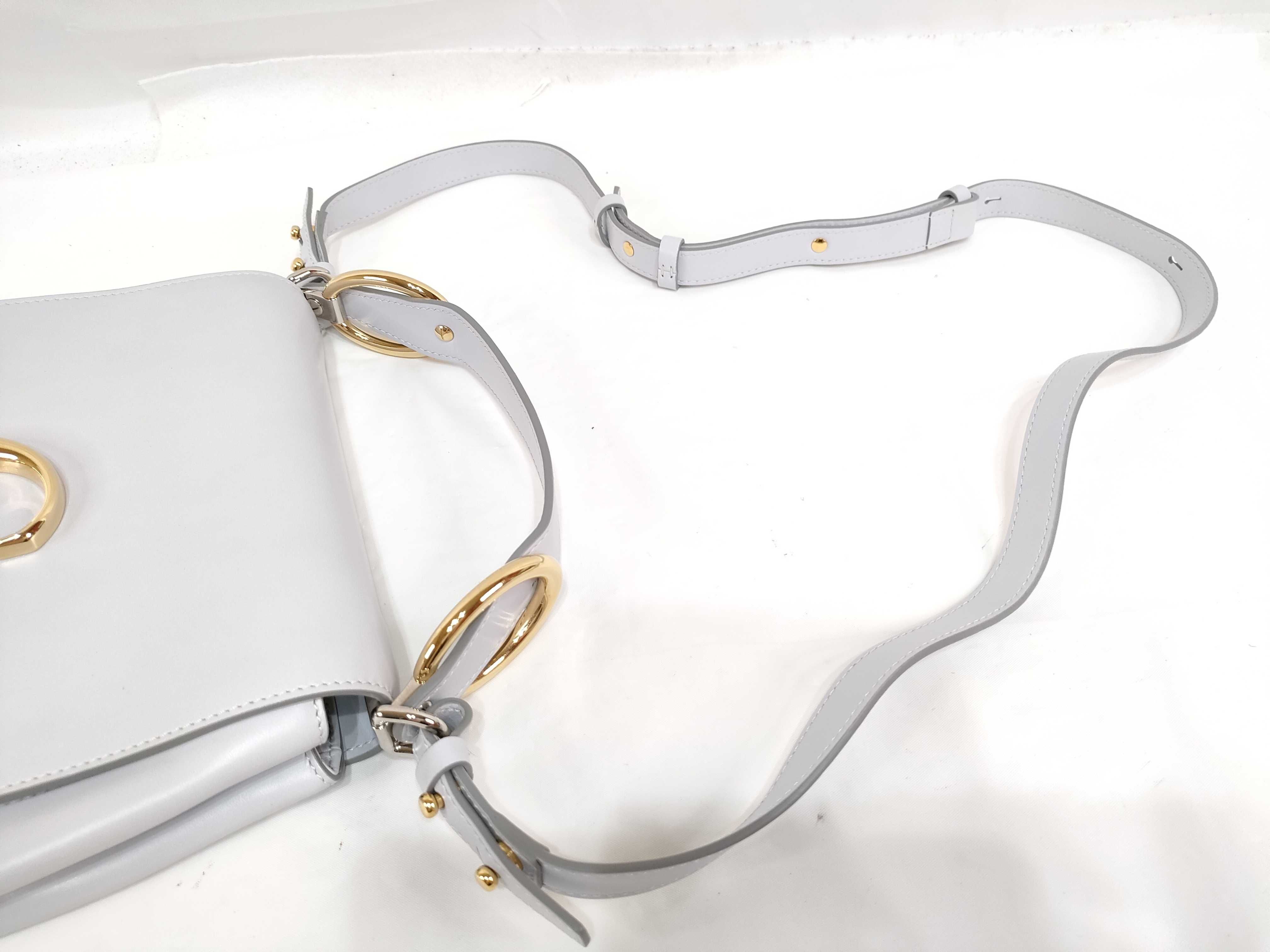 C Leather x Suede 2-Way Shoulder Bag White Shoulder Bag — view 3
